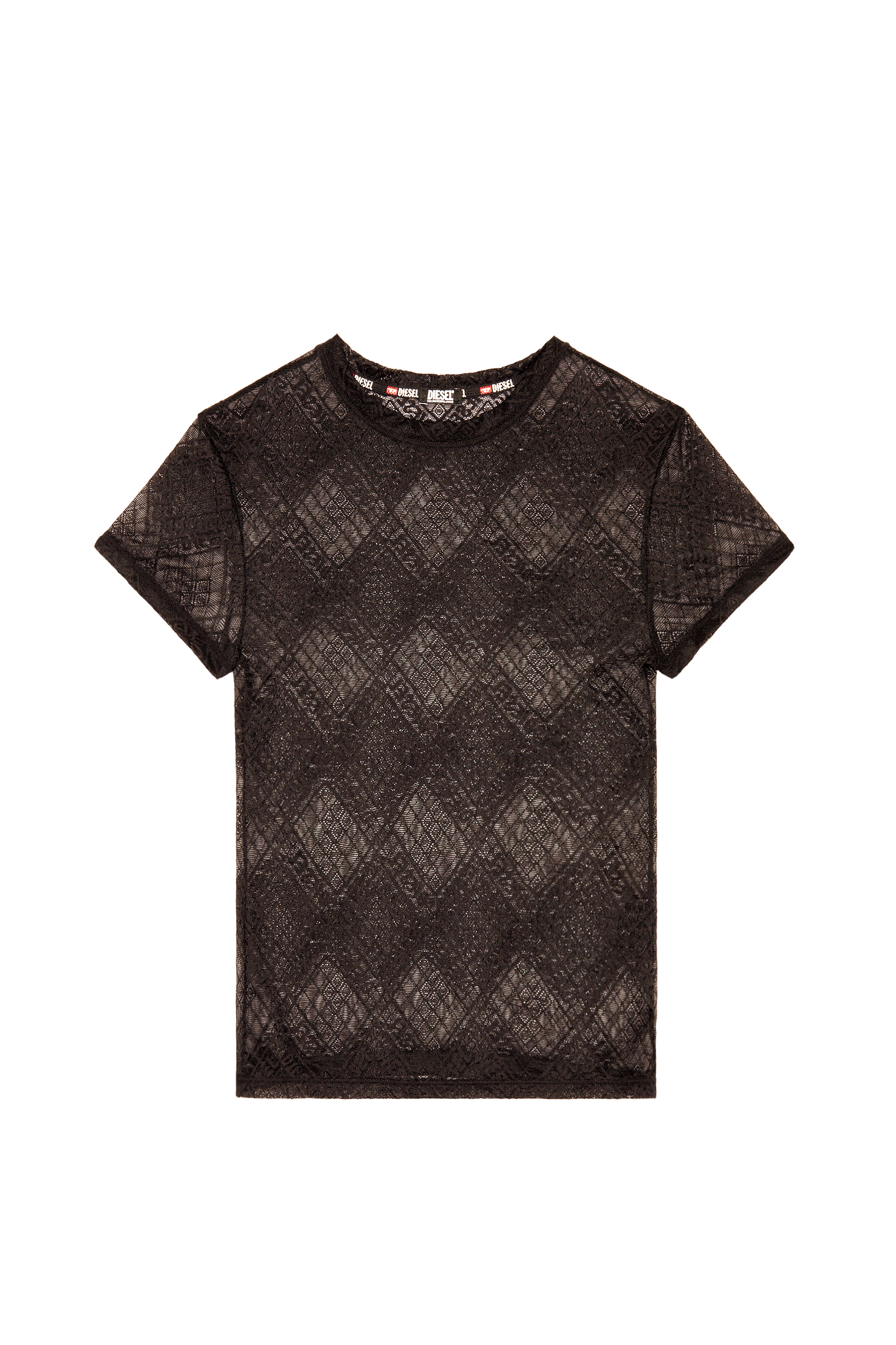 Diesel - UFTEE-MELANY, Woman Stretch-lace T-shirt in Black - Image 4