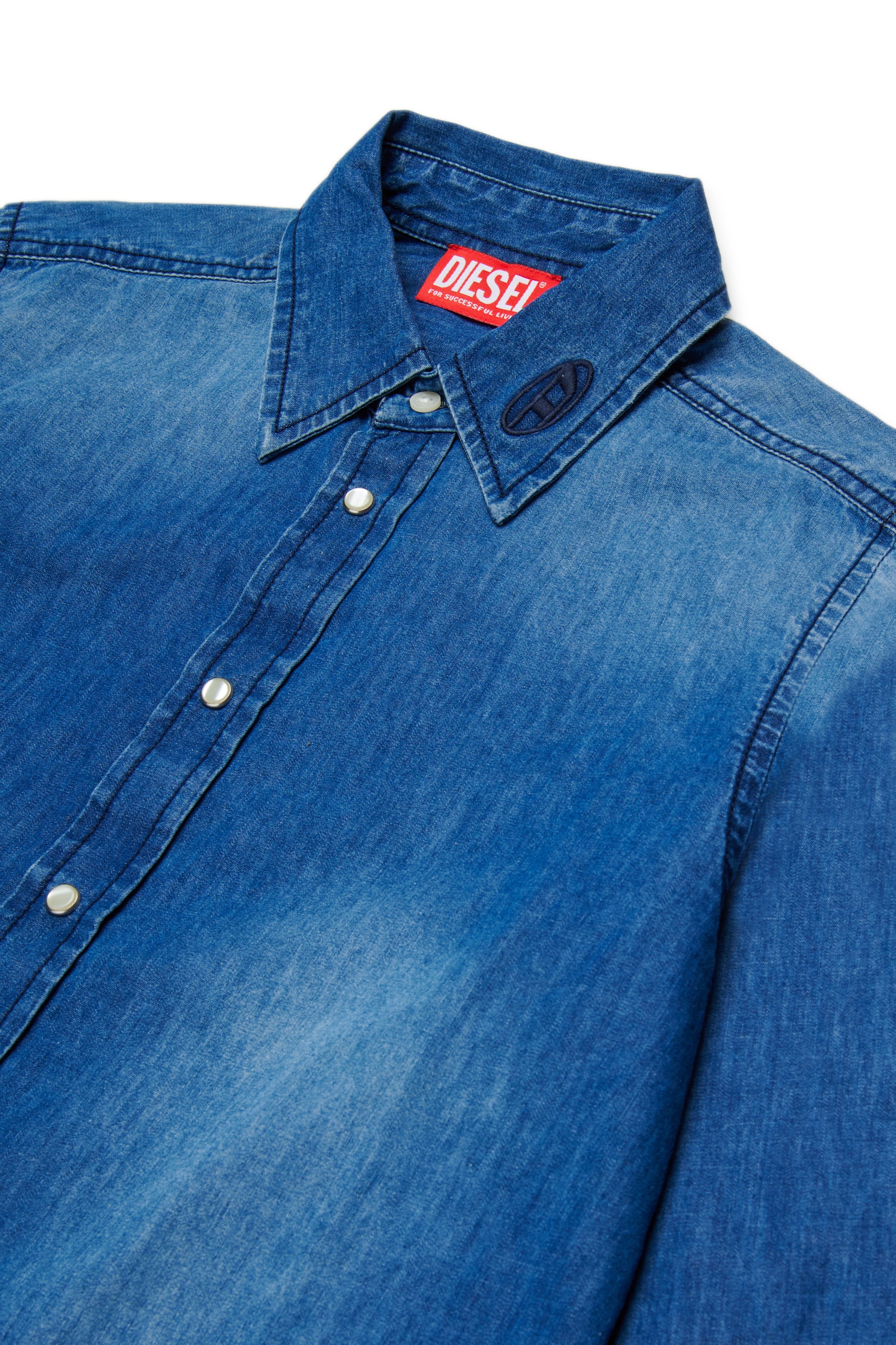 Diesel - CSIMPLY-OVER, Man's Denim shirt with Oval D embroidery in Medium blue - 3