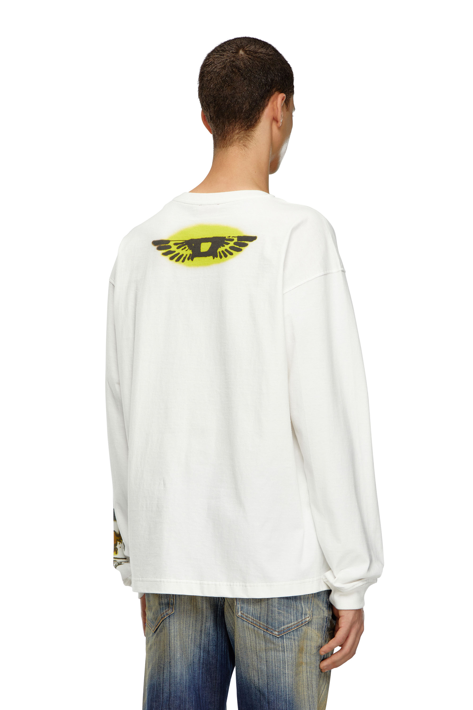Diesel - T-BOXT-LS-Q9, Man Long-sleeve T-shirt with blurry prints in White - Image 4