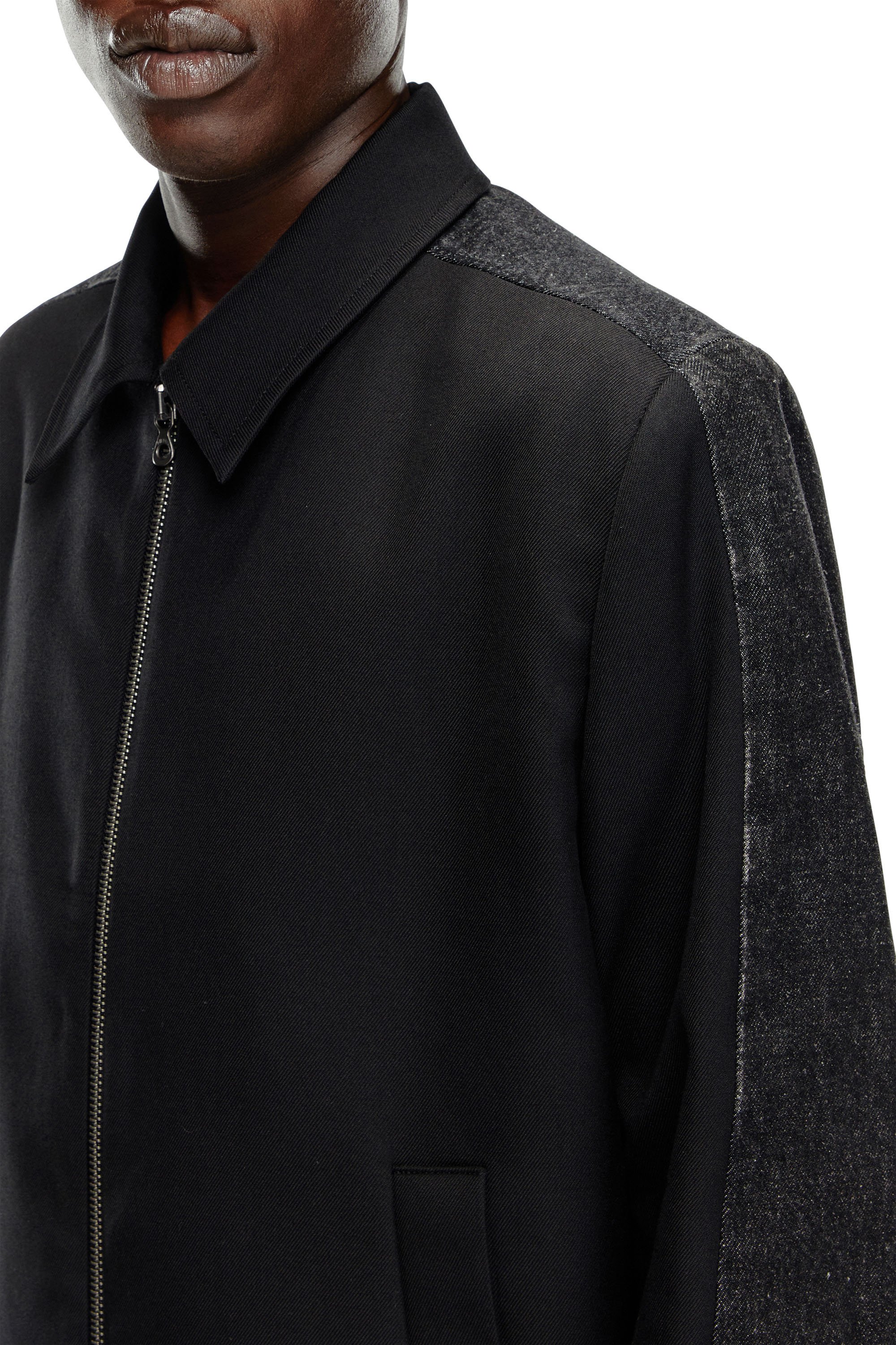 Diesel - J-RHEIN, Man Blouson jacket in wool blend and denim in Black - Image 5
