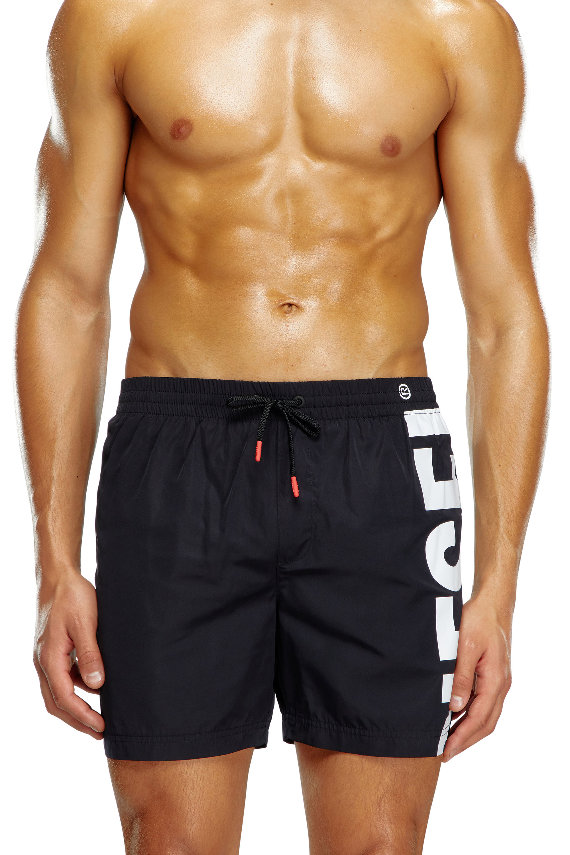 Diesel - BMBX-RIO-41, Man's Board shorts with side logo print in Black - 1