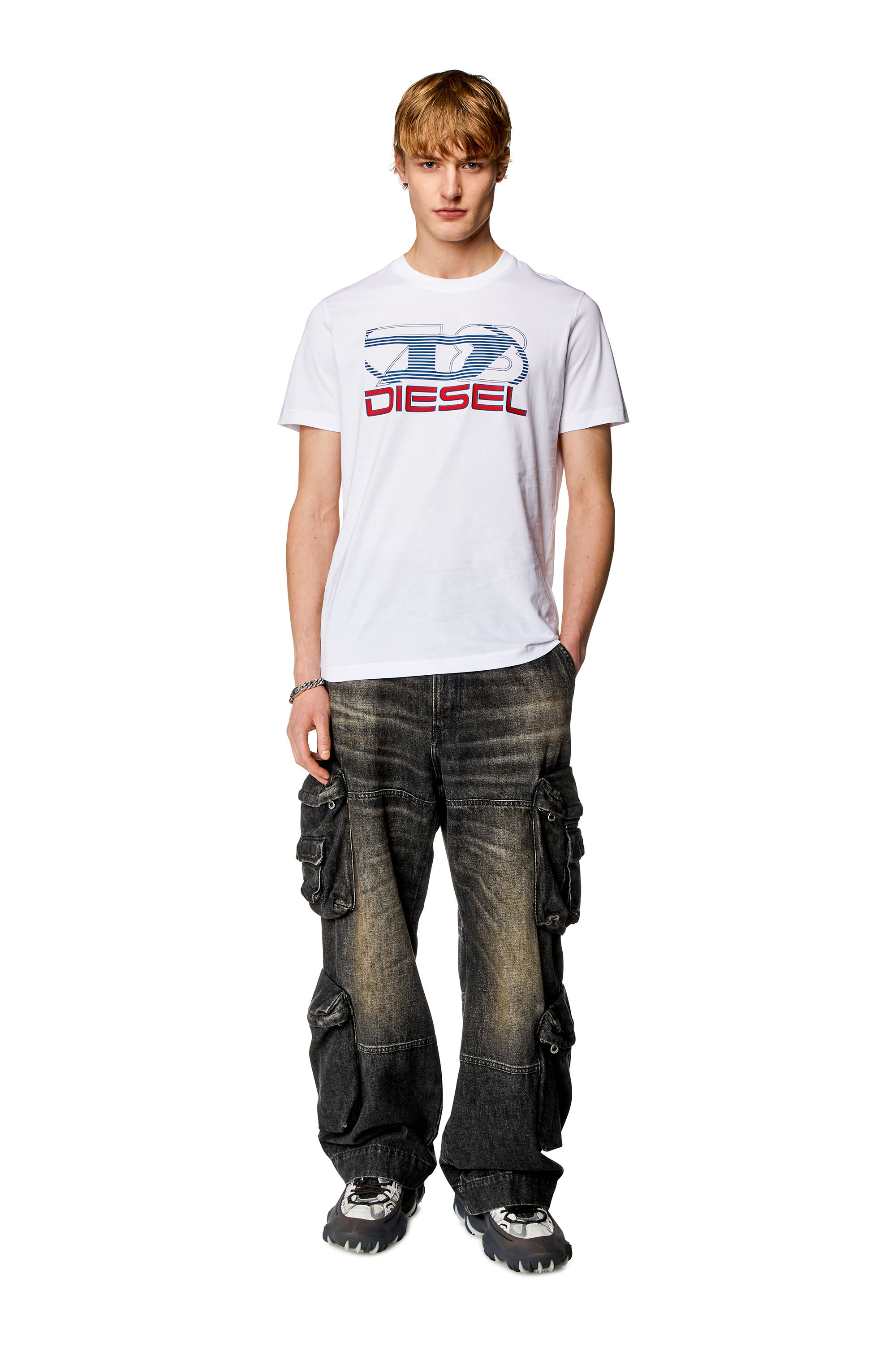 Diesel - T-DIEGOR-K74, Man T-shirt with Oval D 78 print in White - Image 2