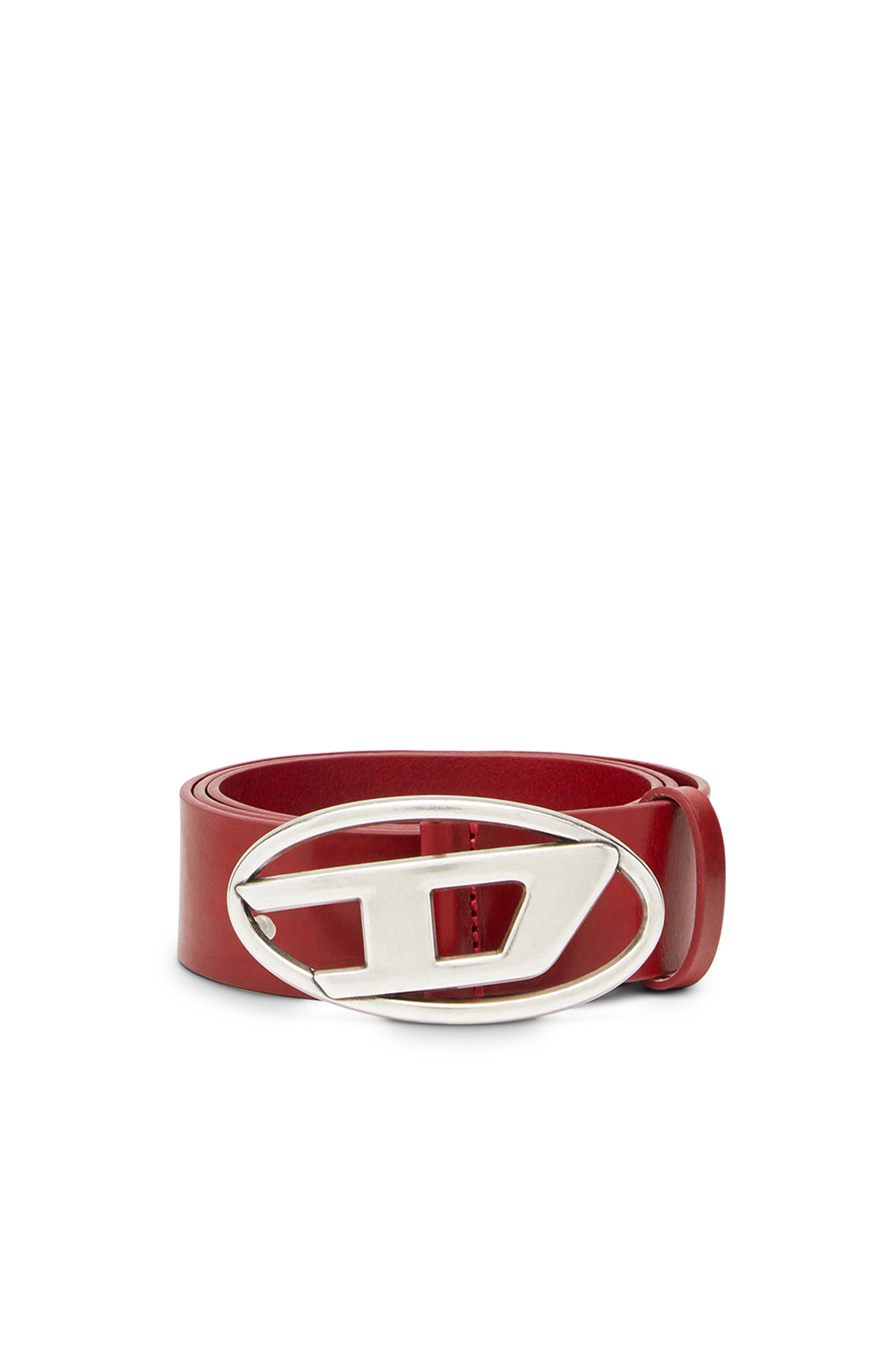 Diesel - B-1DR, Man's 3.9cm leather belt with D buckle in Red - 1