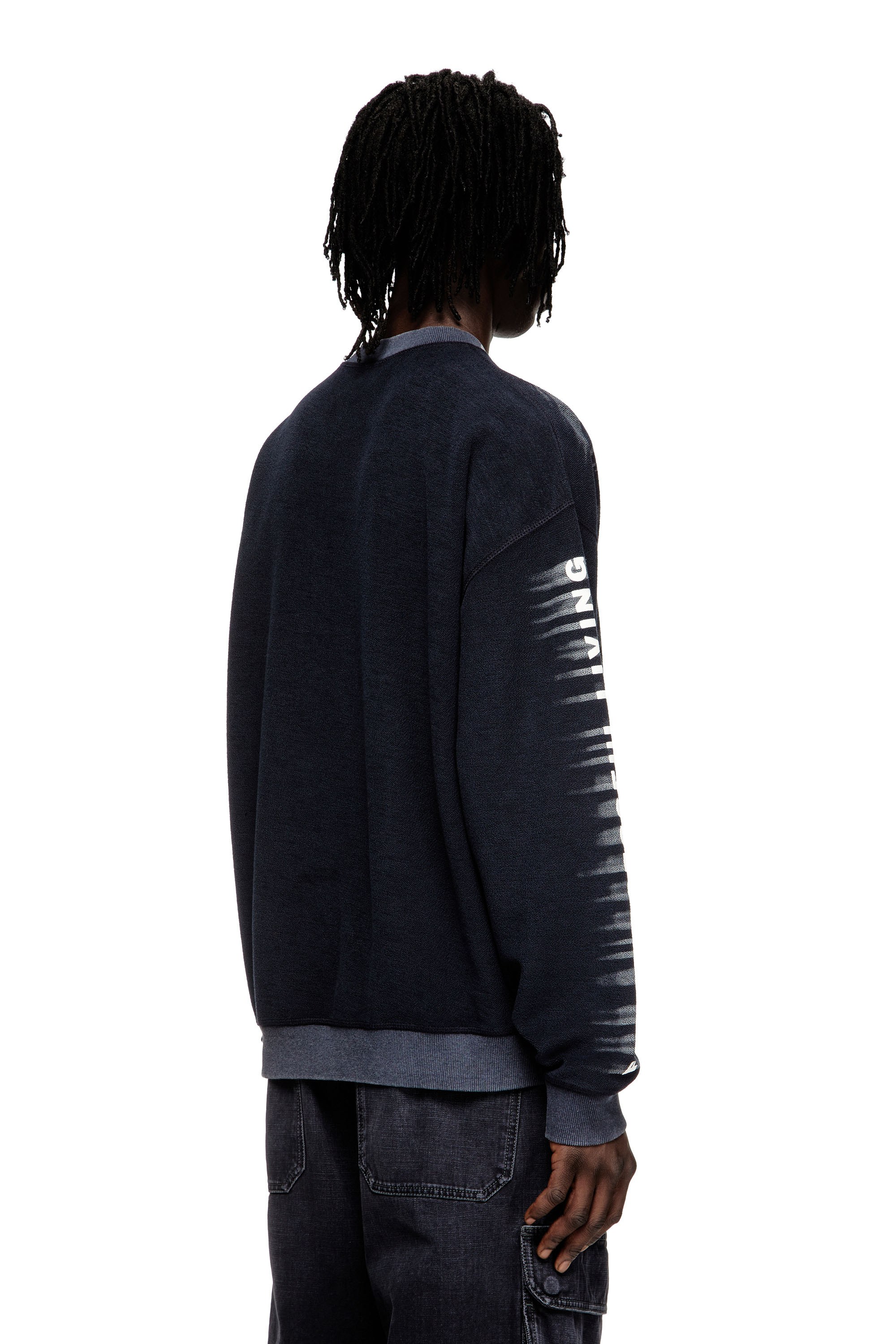 Diesel - S-BOXT-T1, Man's Cotton sweatshirt with Oval D print in Dark Blue - 4