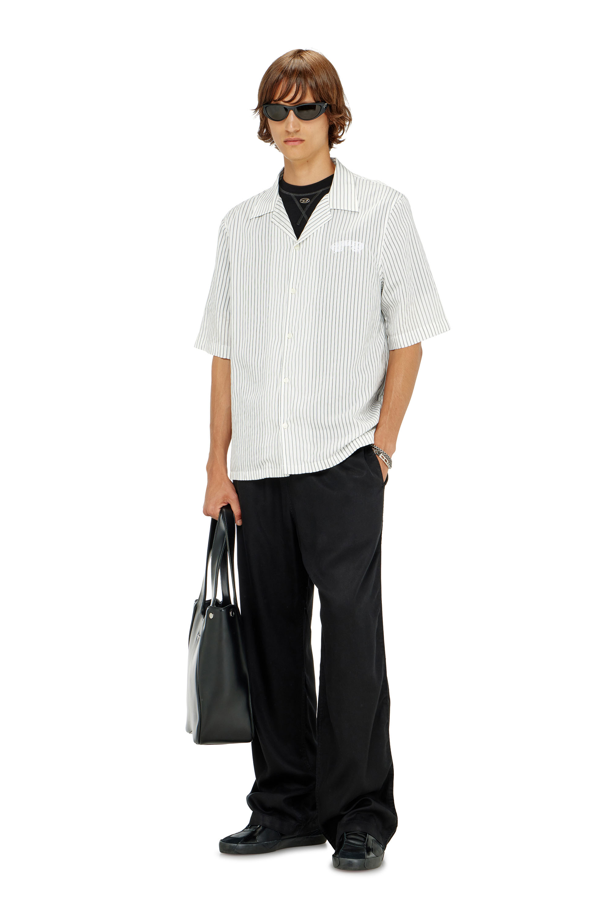 Diesel - P-DREYER-C, Man's Drawstring pants in faded twill in Black - 1
