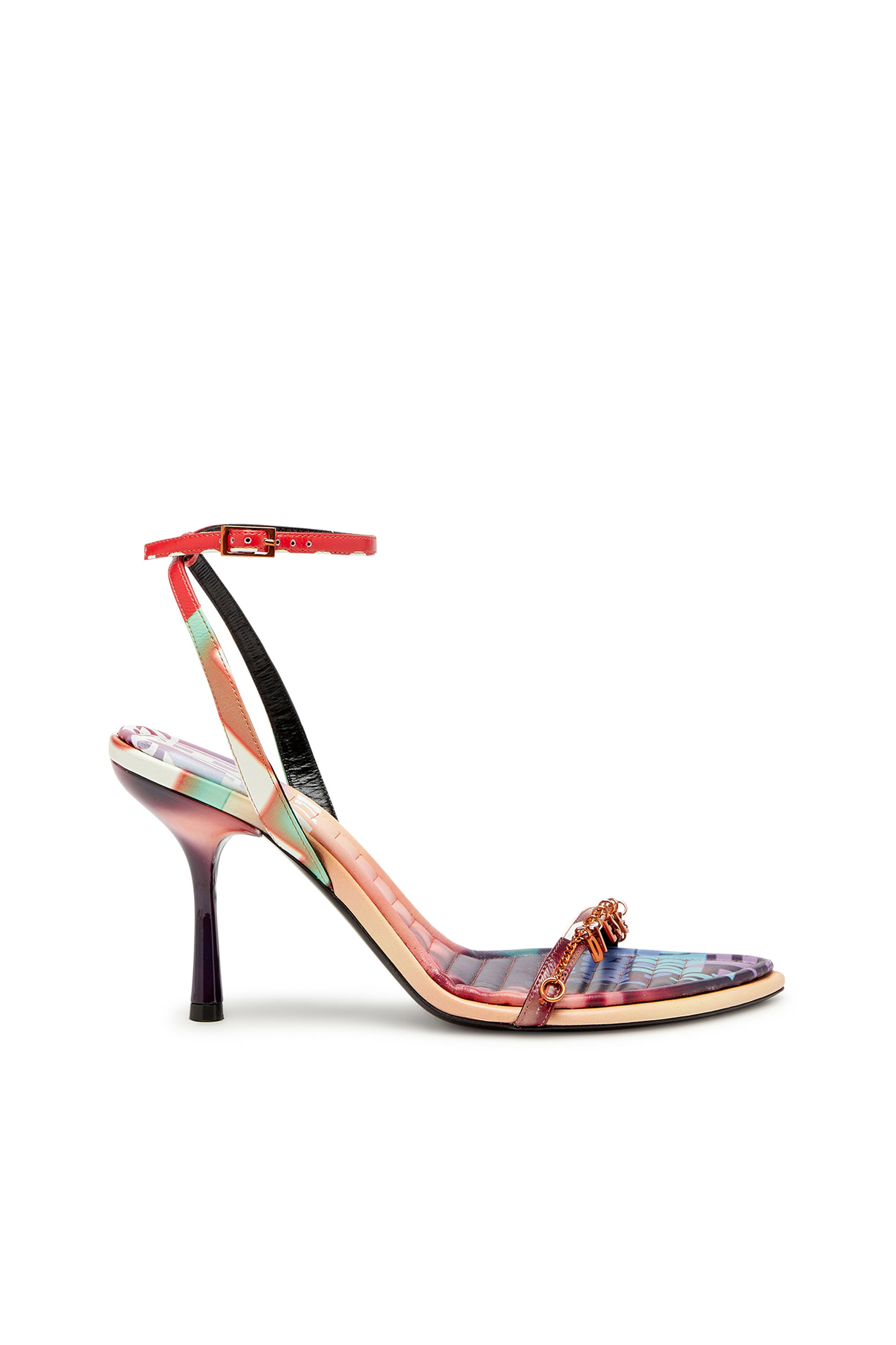 Diesel - D-VINA CHARM SDL, Woman D-Vina Charm-Strappy sandals in poster-print leather in Multicolor - Image 1