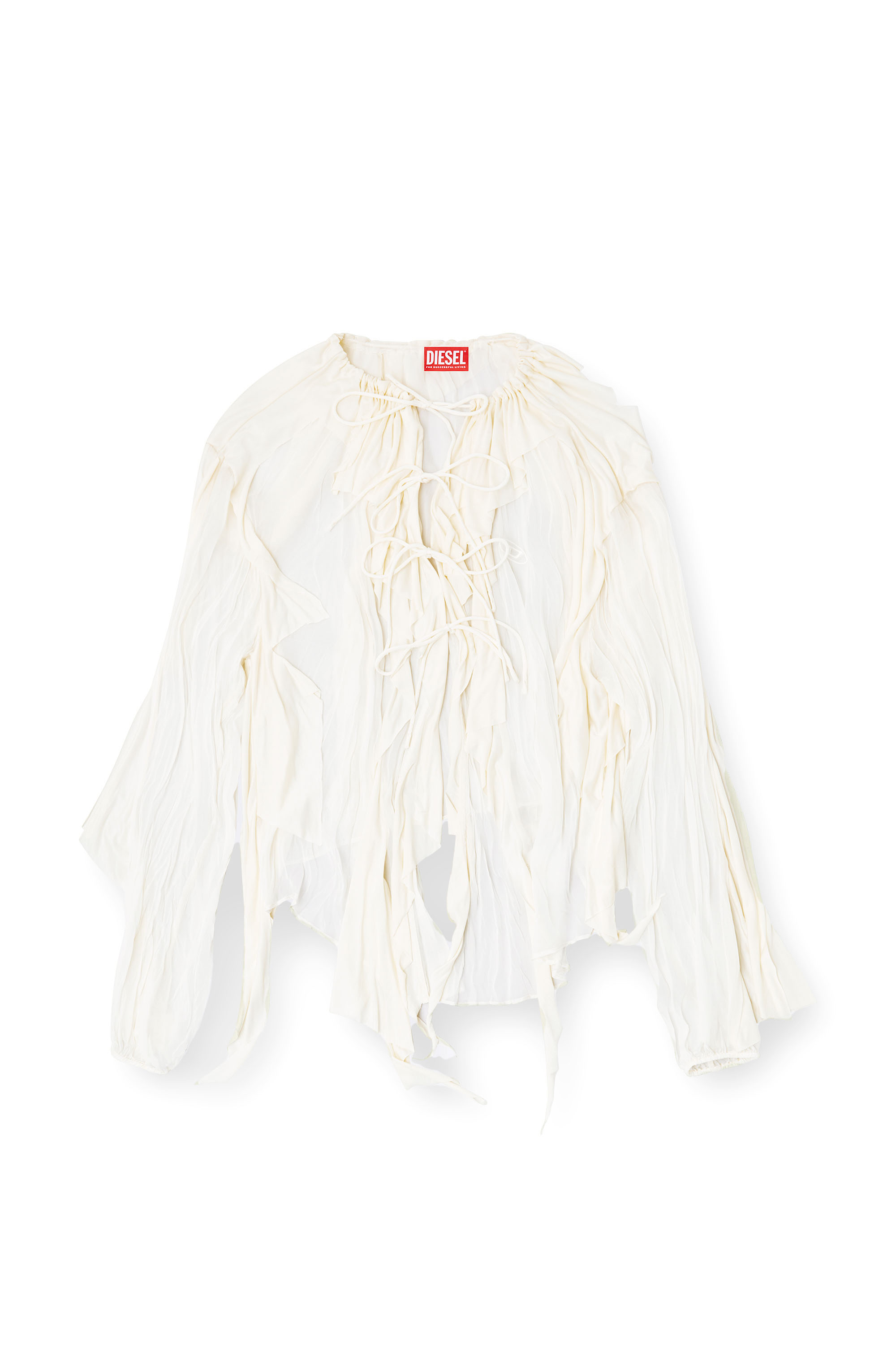 C-LASSY, White Diesel - C-LASSY, Woman's Flounce blouse in crinkled muslin in White - 2