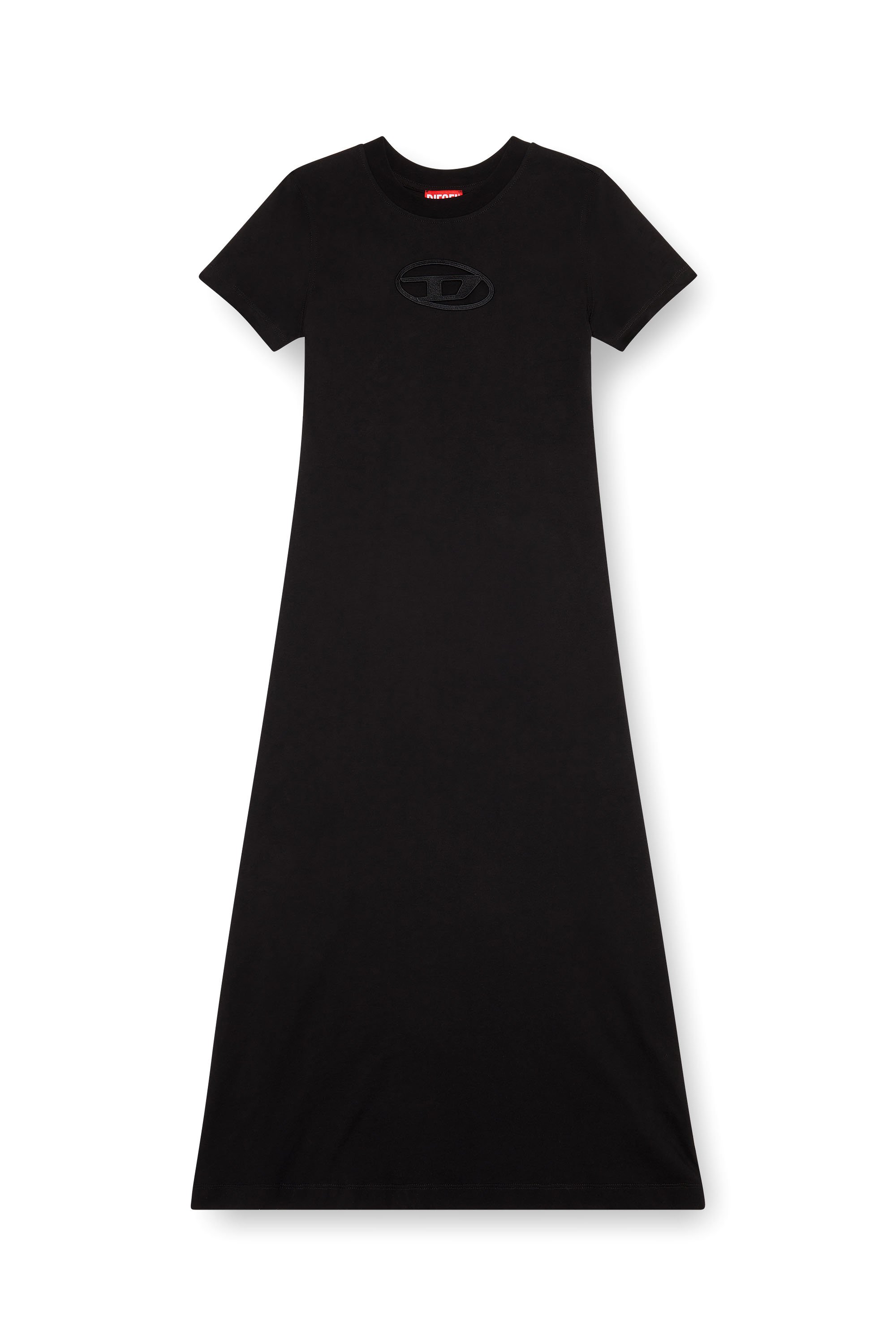 Diesel - D-ALIN-OD, Woman's T-shirt dress with embroidered D in Black - 1