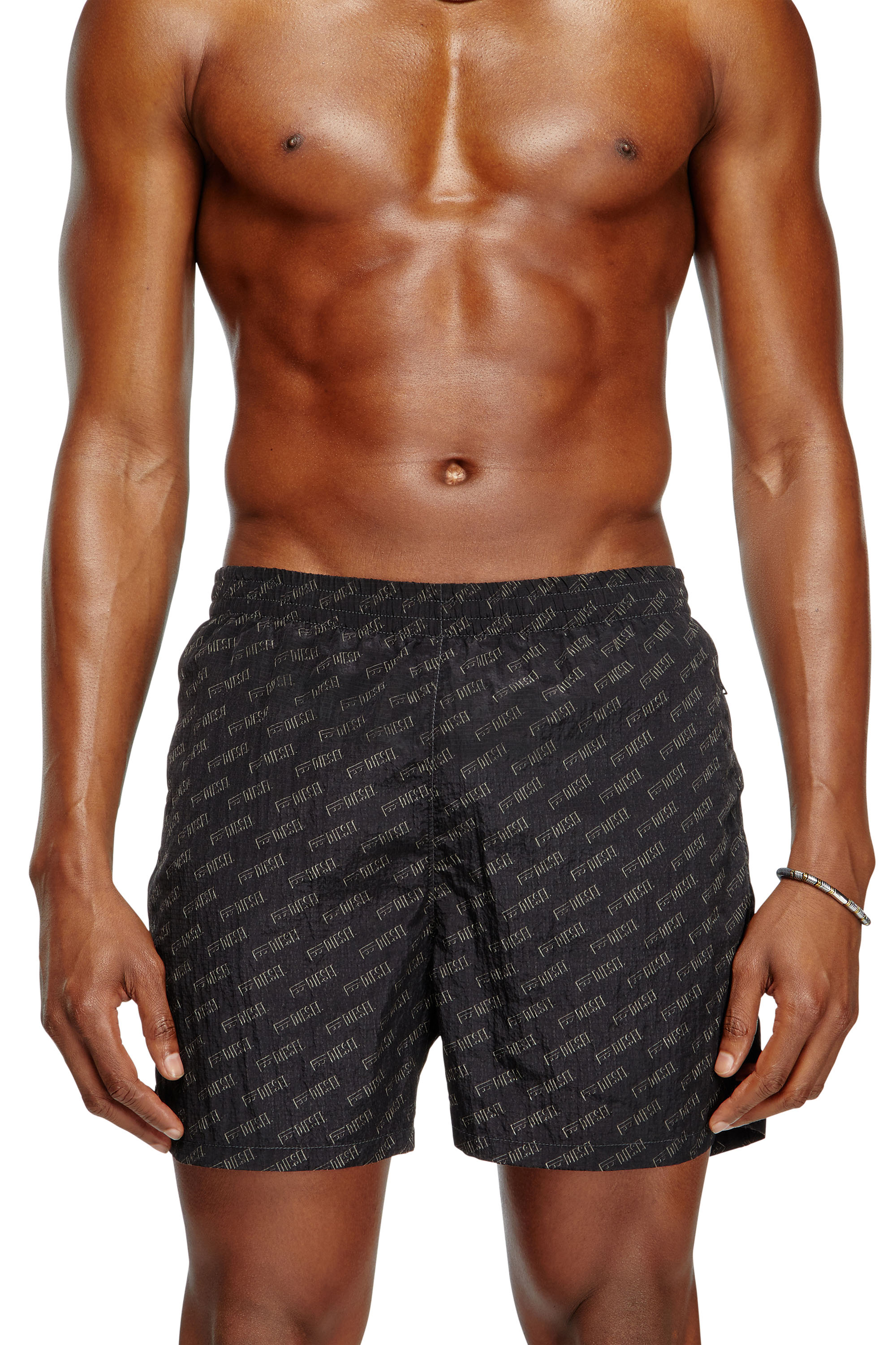 Diesel - DANIEL-41-MONO-UTLT, Man's Mid-length swim shorts with all-over logo in Black - 1