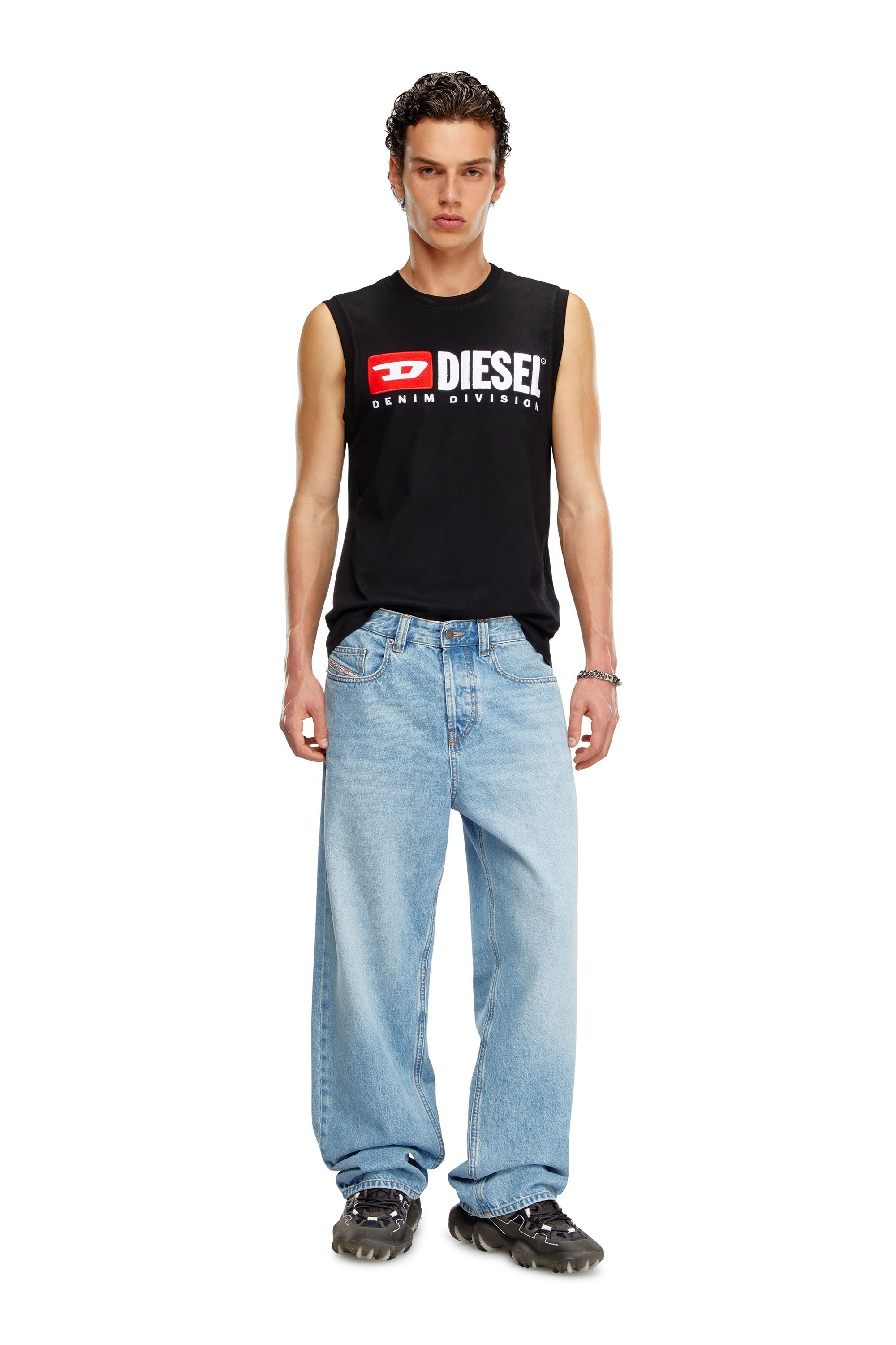 Diesel - T-ISCO-DIV, Man's Tank top with chest logo print in Black - 2