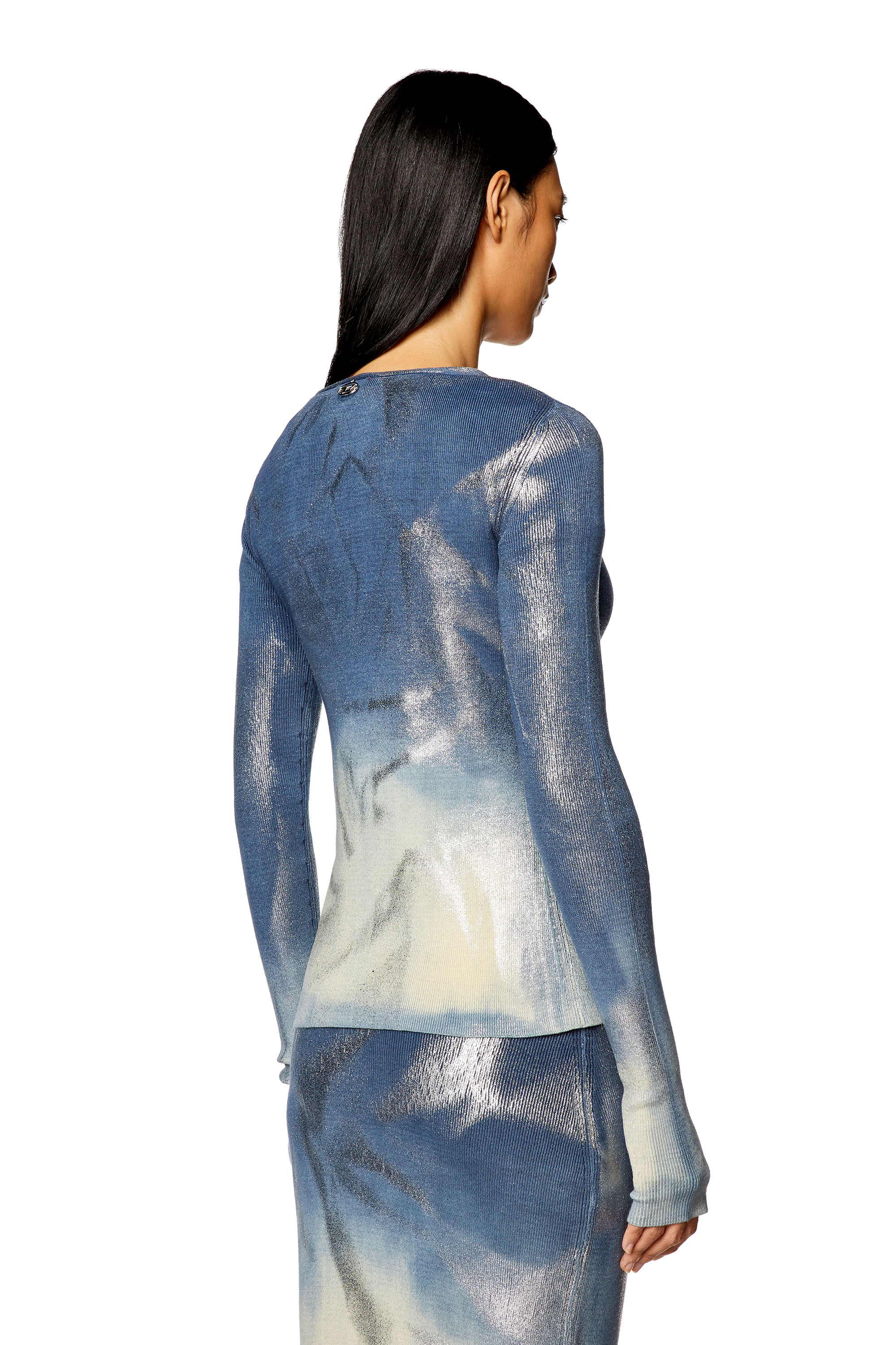 Diesel - M-ISOLDE, Woman Faded metallic cardigan in Blue - Image 4