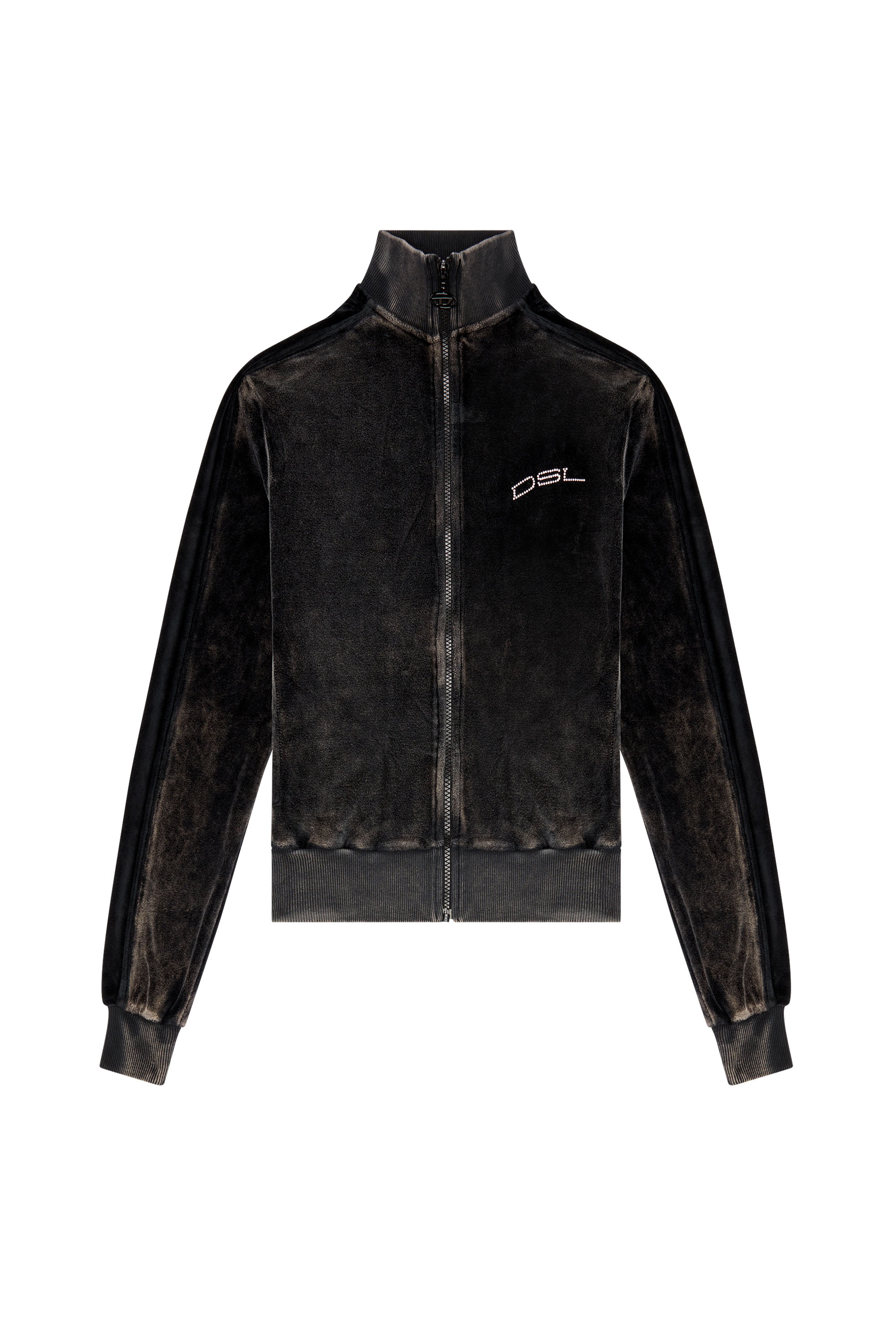 Diesel - F-KINIGLI, Woman Track jacket in treated chenille in Black - Image 6