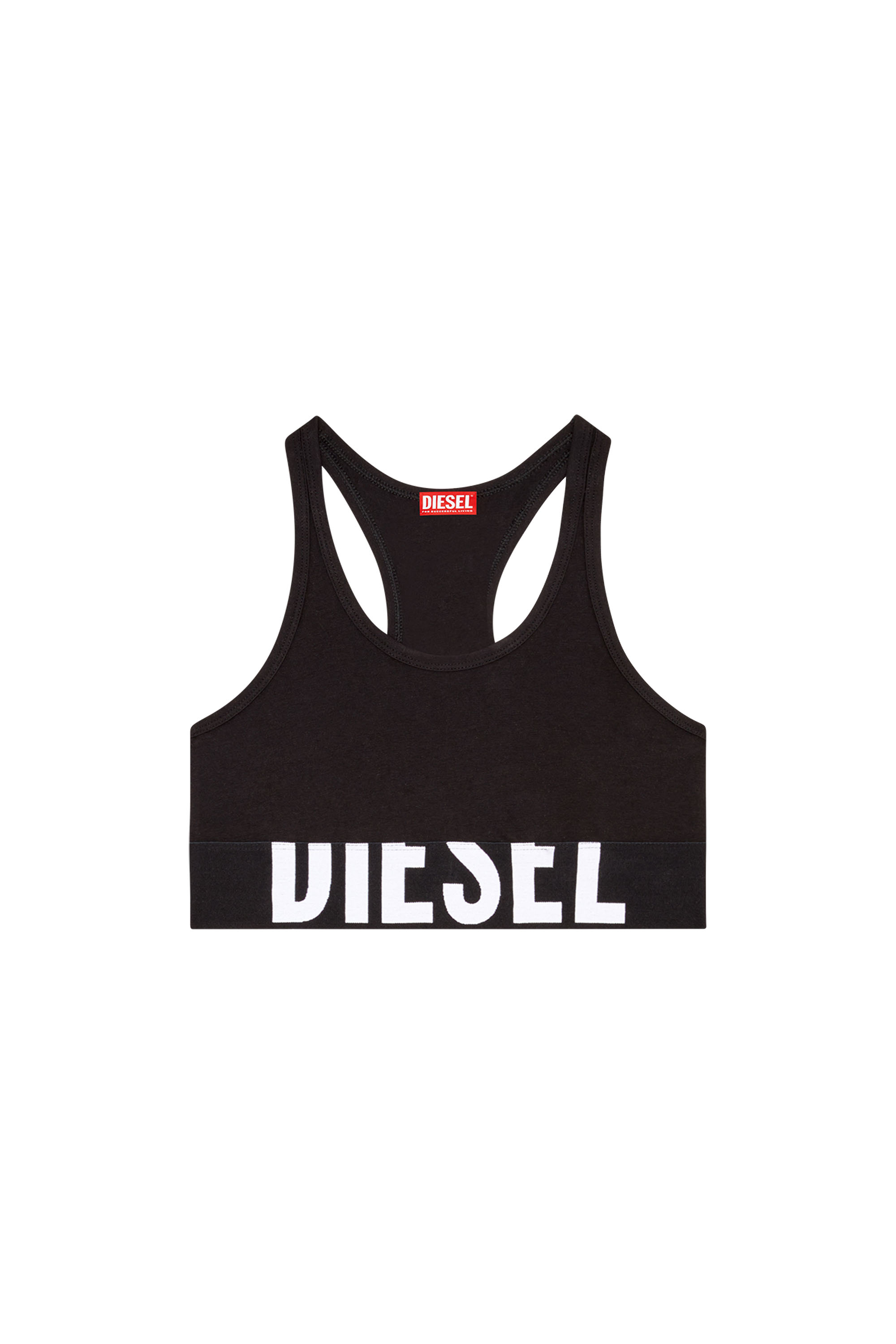 Diesel - UFSB-COTTON-RACE-BRALETTE-XL, Woman's Bralette with cut-off logo in Black - 4