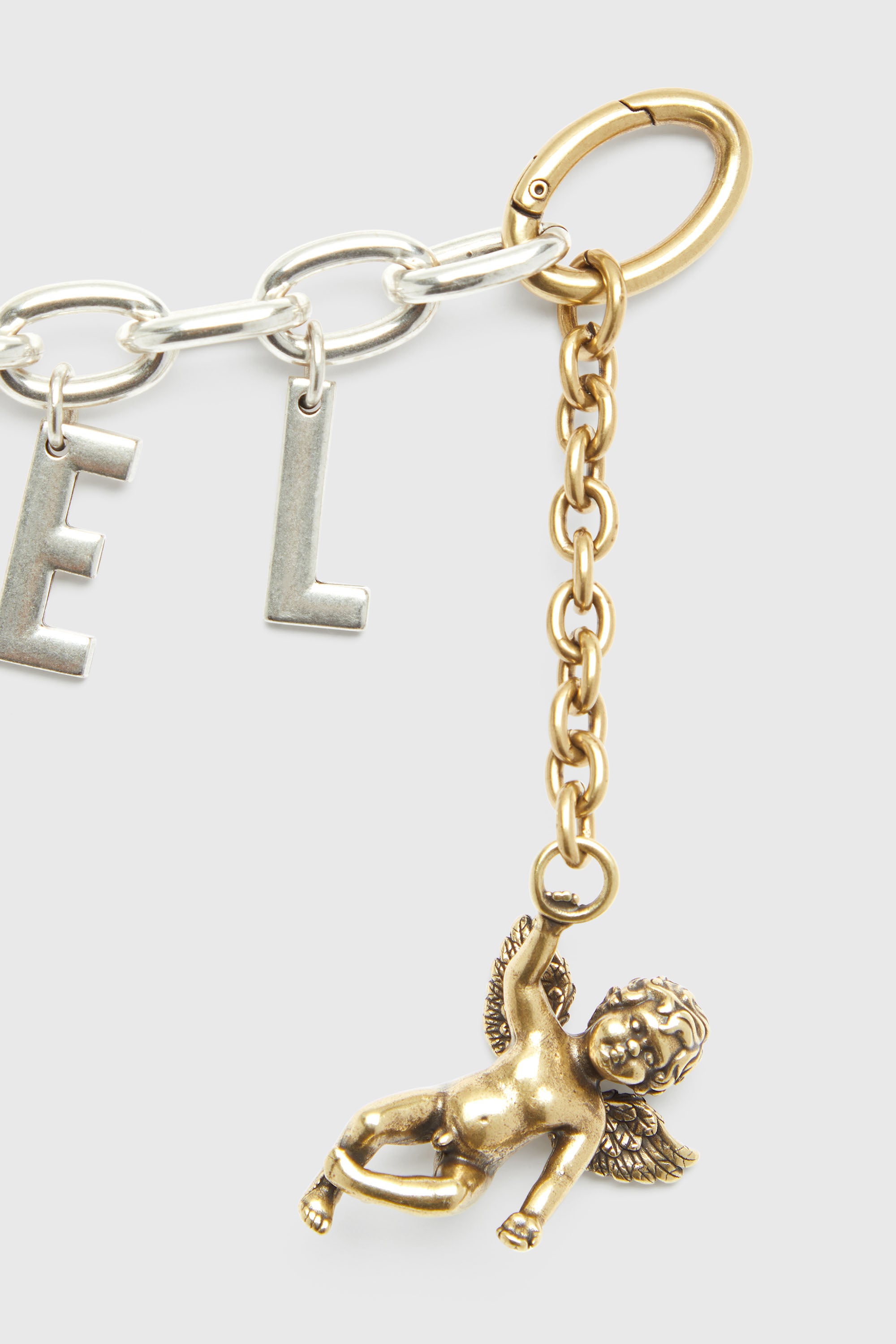 Diesel - CHAIN-D III S, Woman's Metal letter charm with cherub in Silver - 3