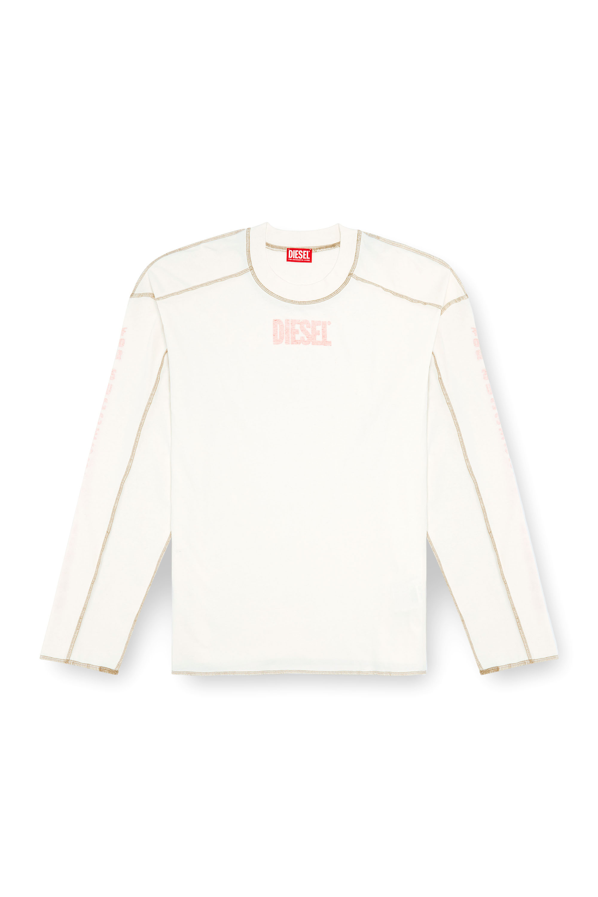 Diesel - T-CRAOR-LS, Man's Long-sleeve T-shirt with inside-out effect in White - 3