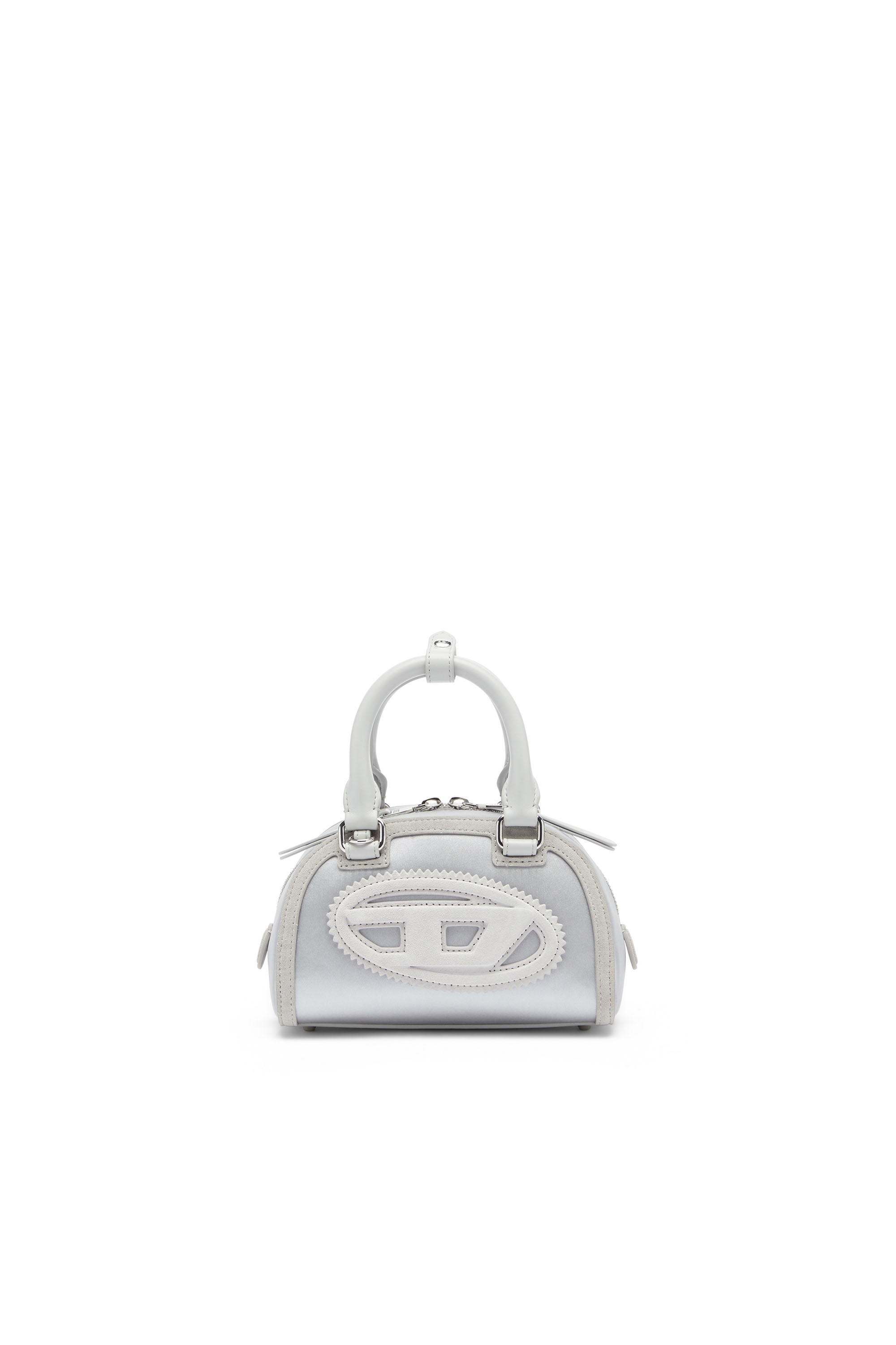 Diesel - 1DR DOME CROSSBODY, Woman's 1DR Dome - Mini bowling bag in satin and suede in Silver - 1