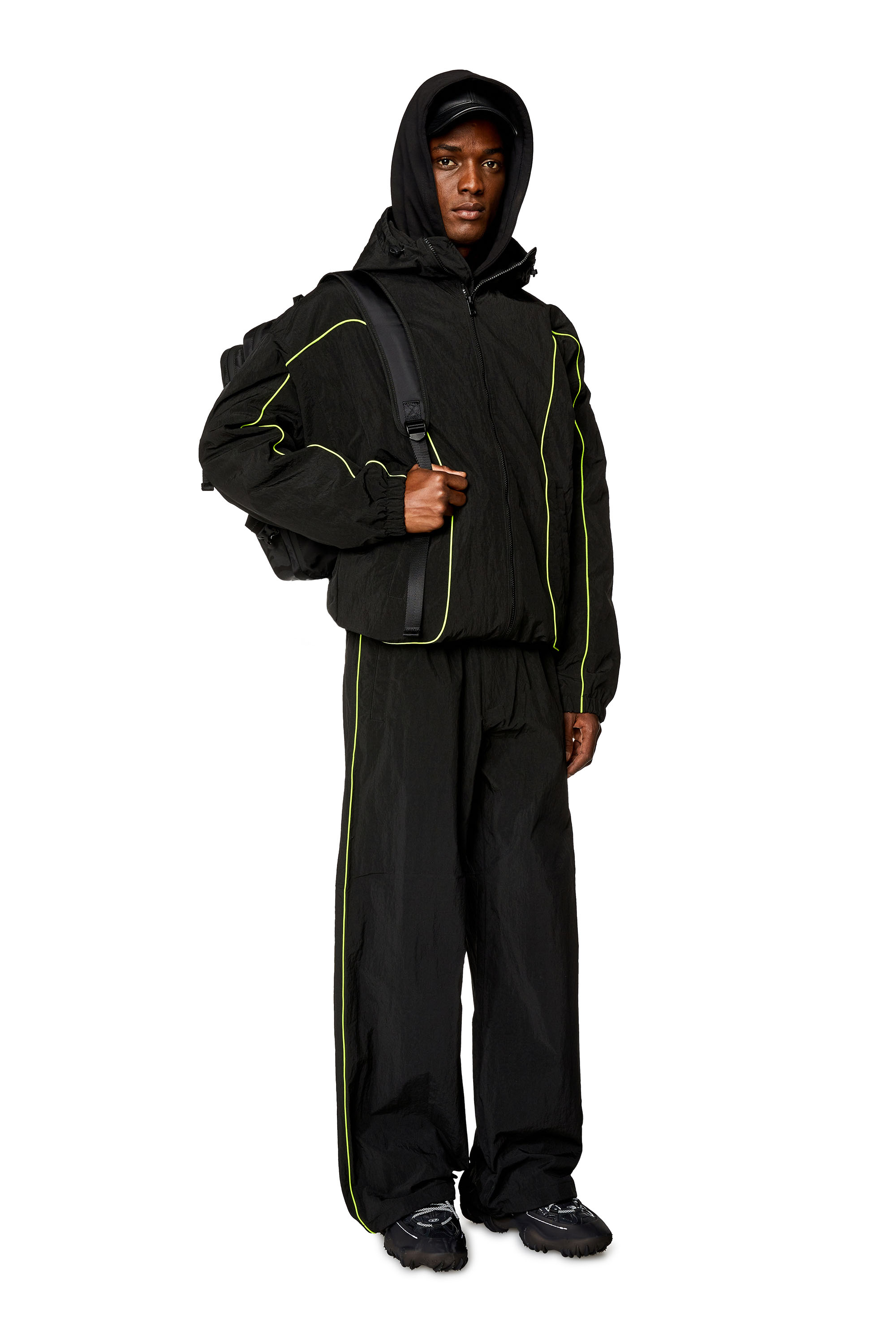 Diesel - P-GOLD-TECH, Man Lightweight pants in wrinkled nylon in Black - Image 2