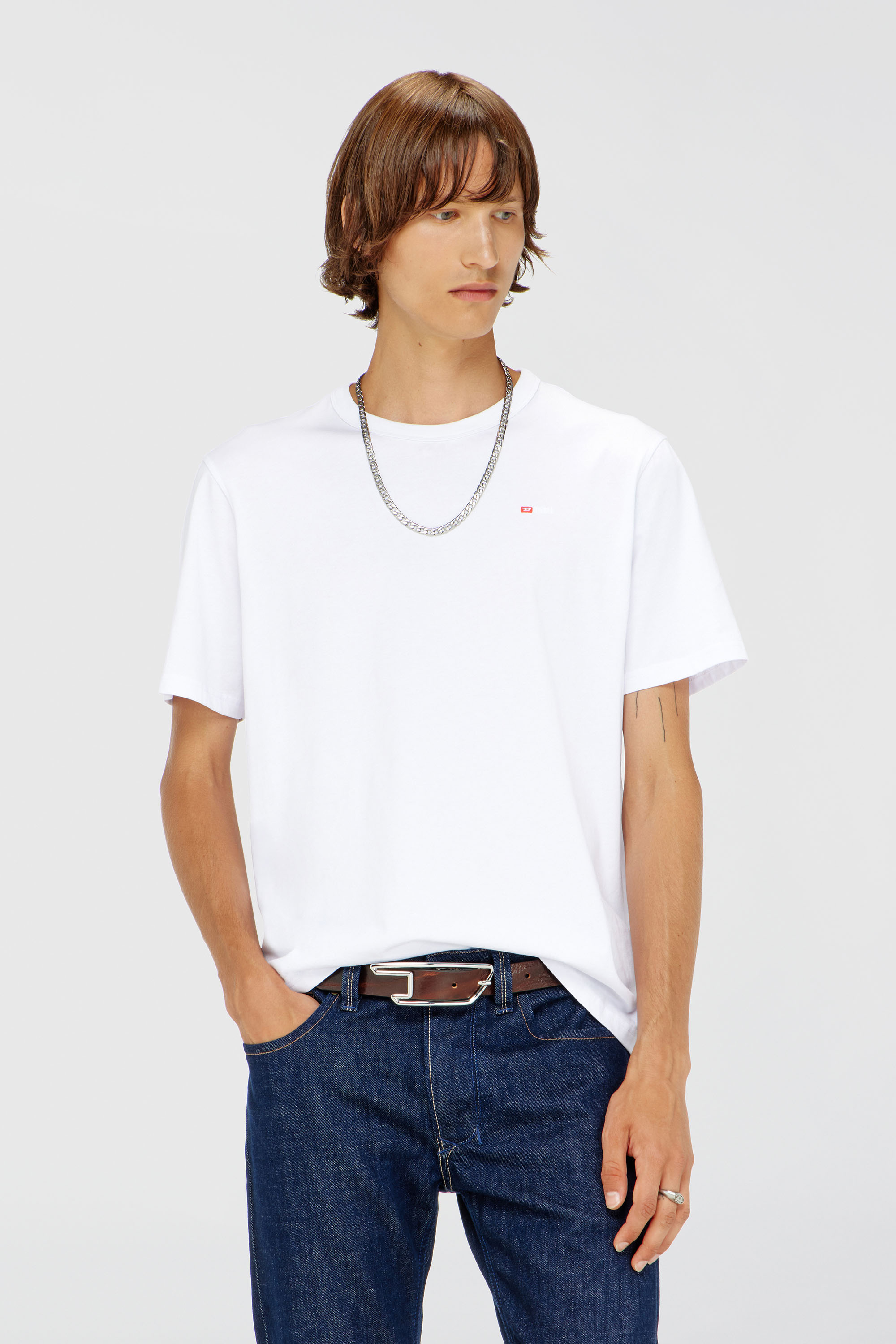 Diesel - T-ADJUST-MICRODIV, Unisex's T-shirt with micro-embroidered logo in White - 3