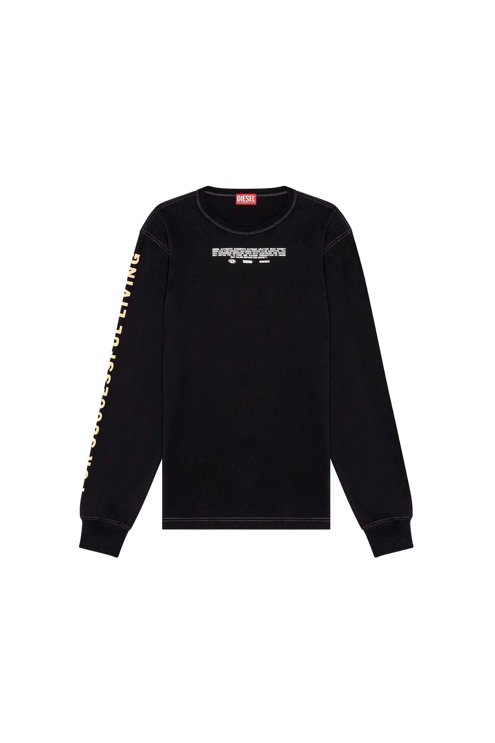 Diesel - T-JUST-LS-N5, Man Long-sleeve T-shirt with mixed logos in Black - Image 3
