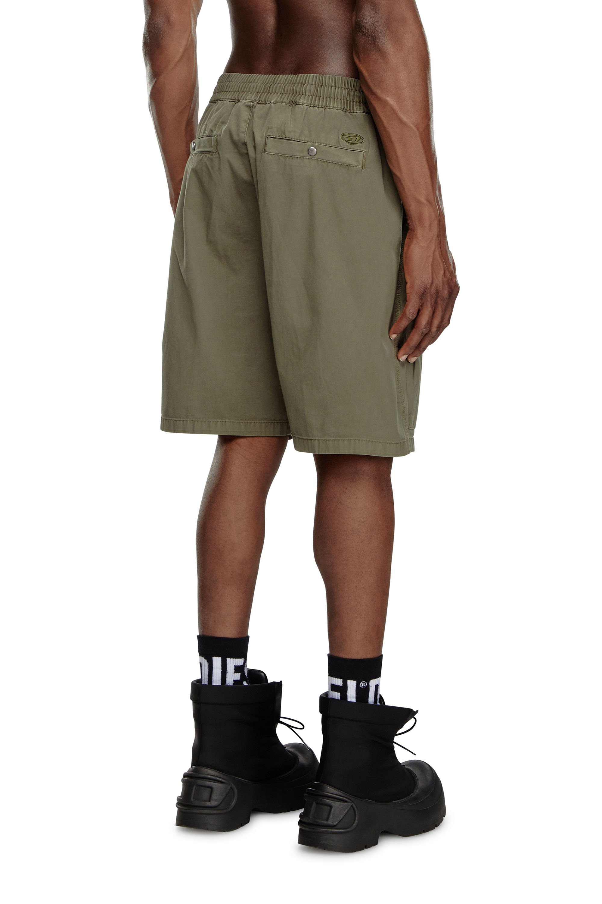 Diesel - P-BEECK-SHORT, Man's Cargo shorts in faded organic cotton in Green - 4