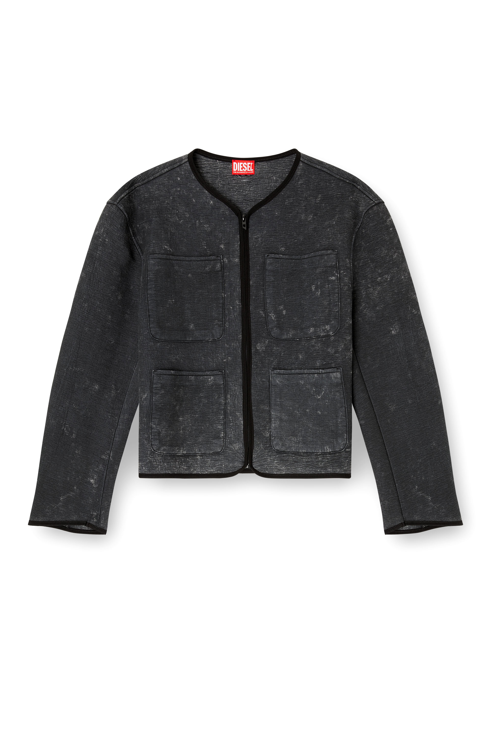 Diesel - G-TES, Woman's Marbled-effect scuba jacket with pockets in null - 3