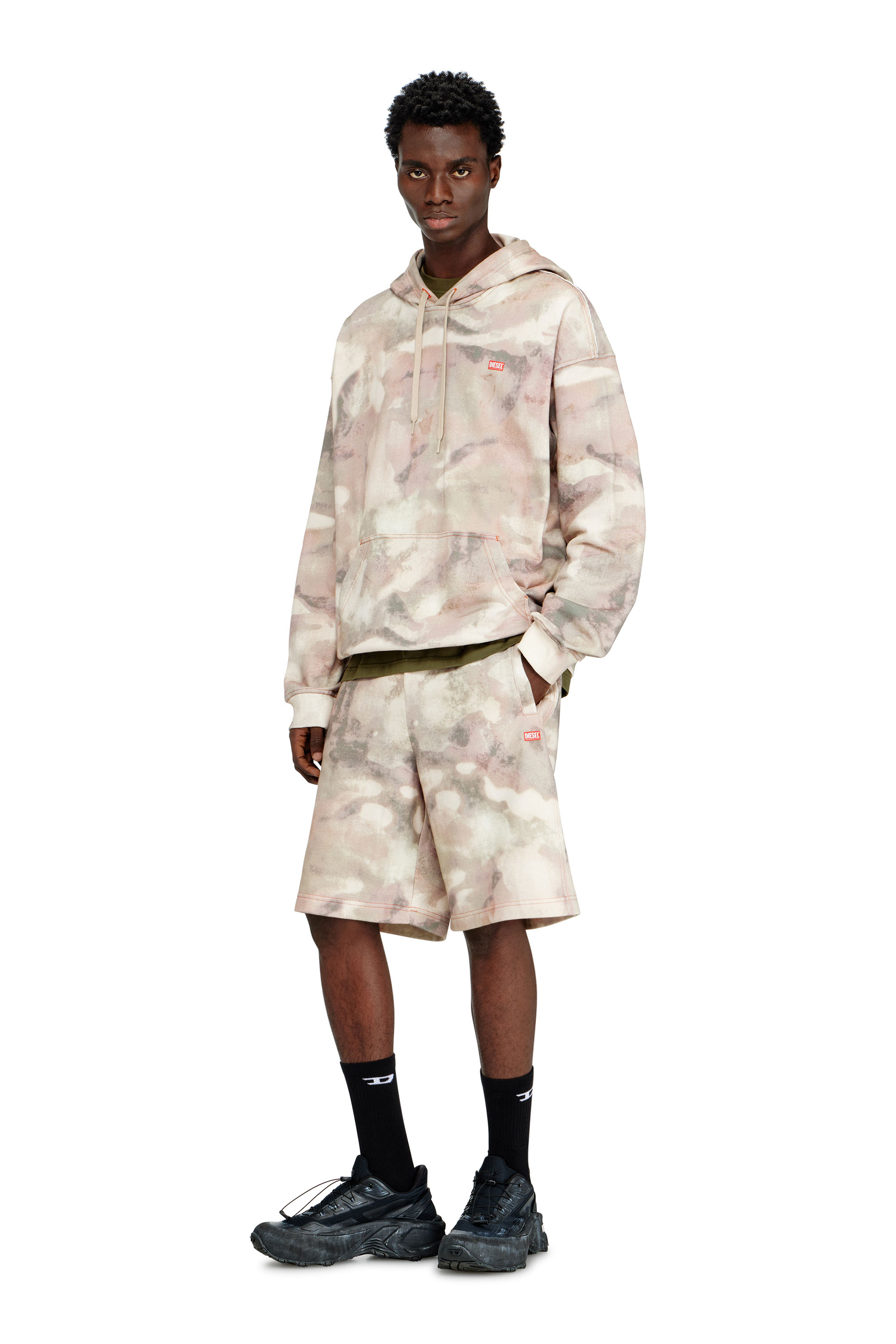 Diesel - S-BOXT-HOOD-V1, Man's Hoodie in camouflage-print organic cotton in Beige - 1