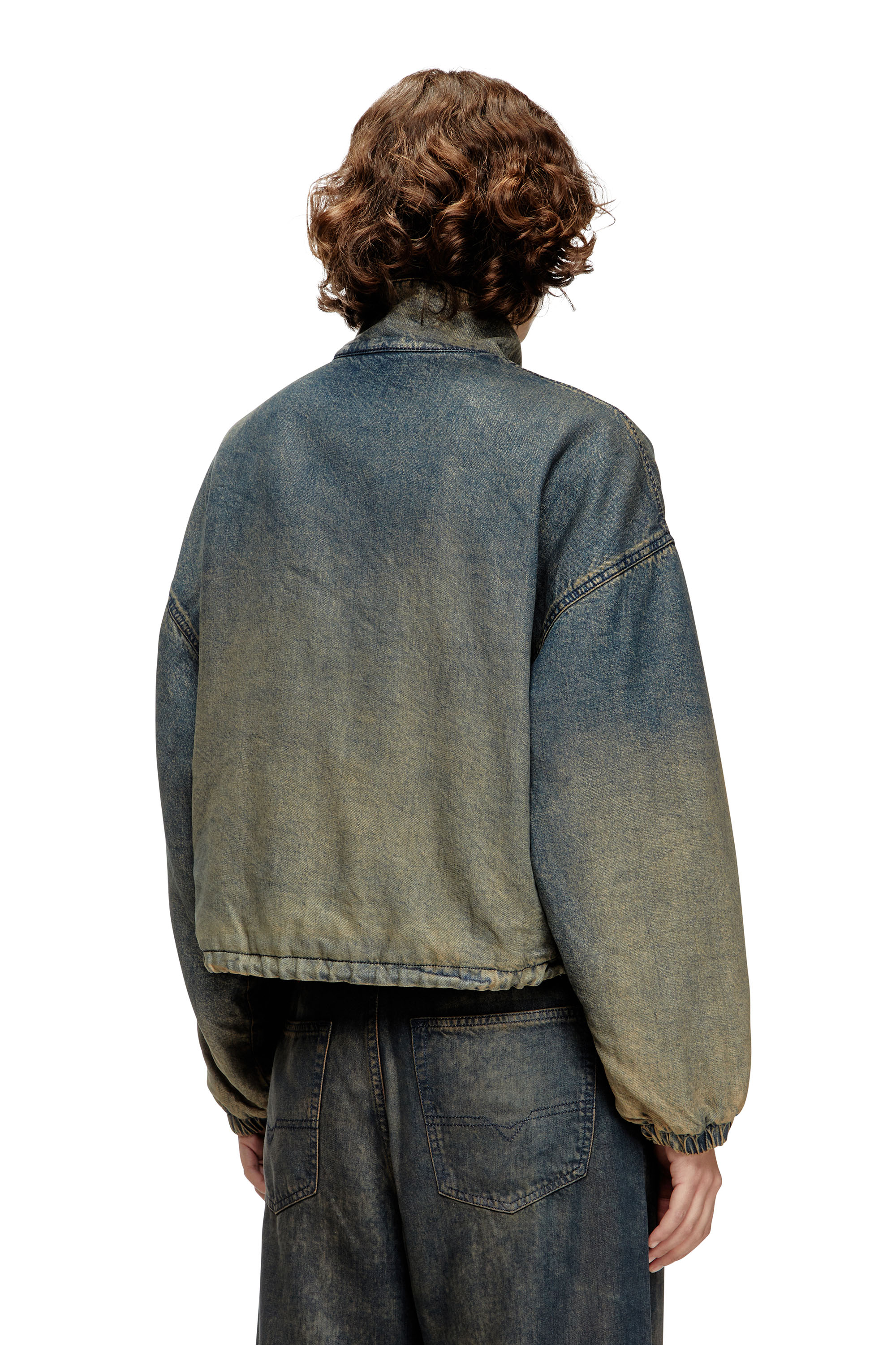 Diesel - DE-FLOWER-S, Woman's Zipped jacket in fluid shaded denim in Medium blue - 4