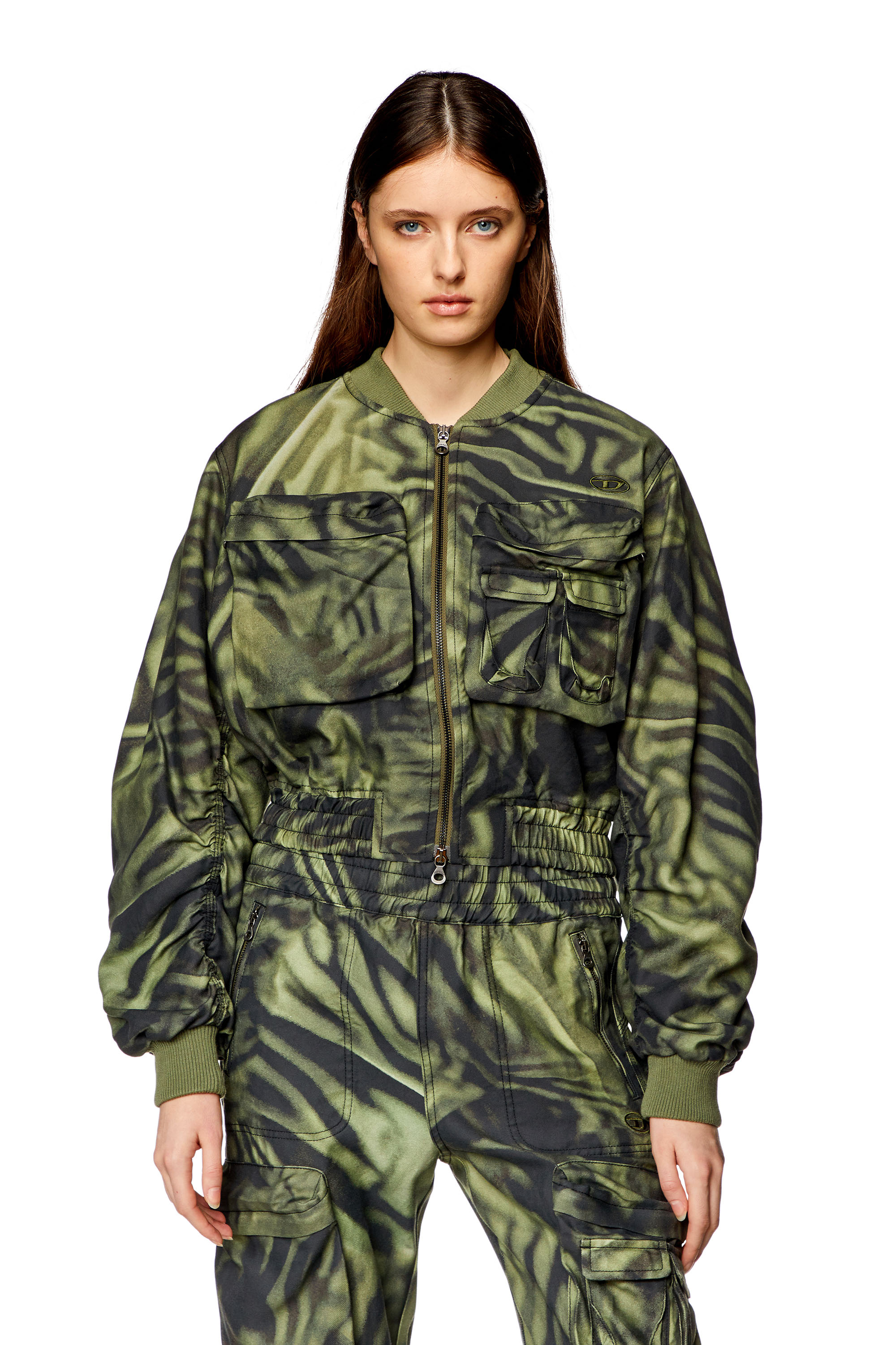 Diesel - G-KHLOW, Woman Cargo bomber in zebra-camo twill in Multicolor - Image 5