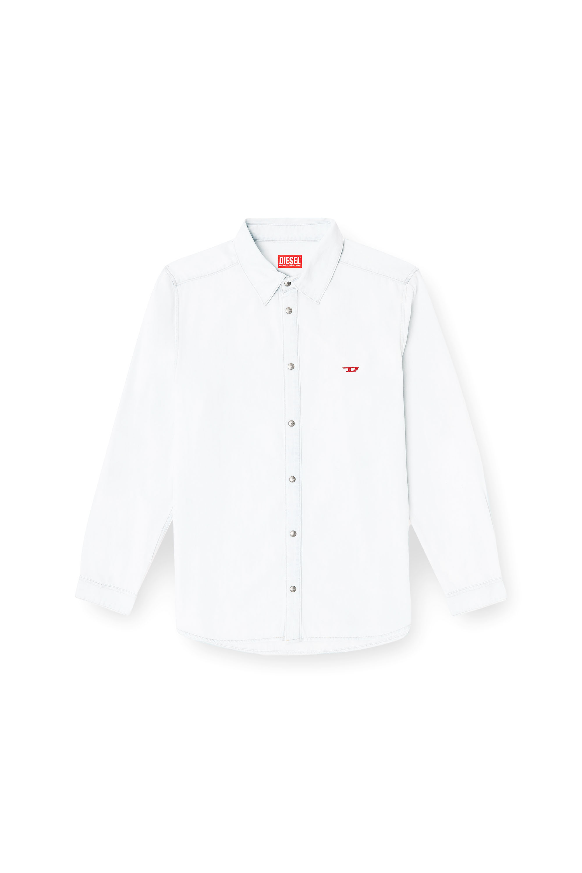 Diesel - D-SIMPLY, Man's Shirt in bleach-effect denim in Light Blue - 2