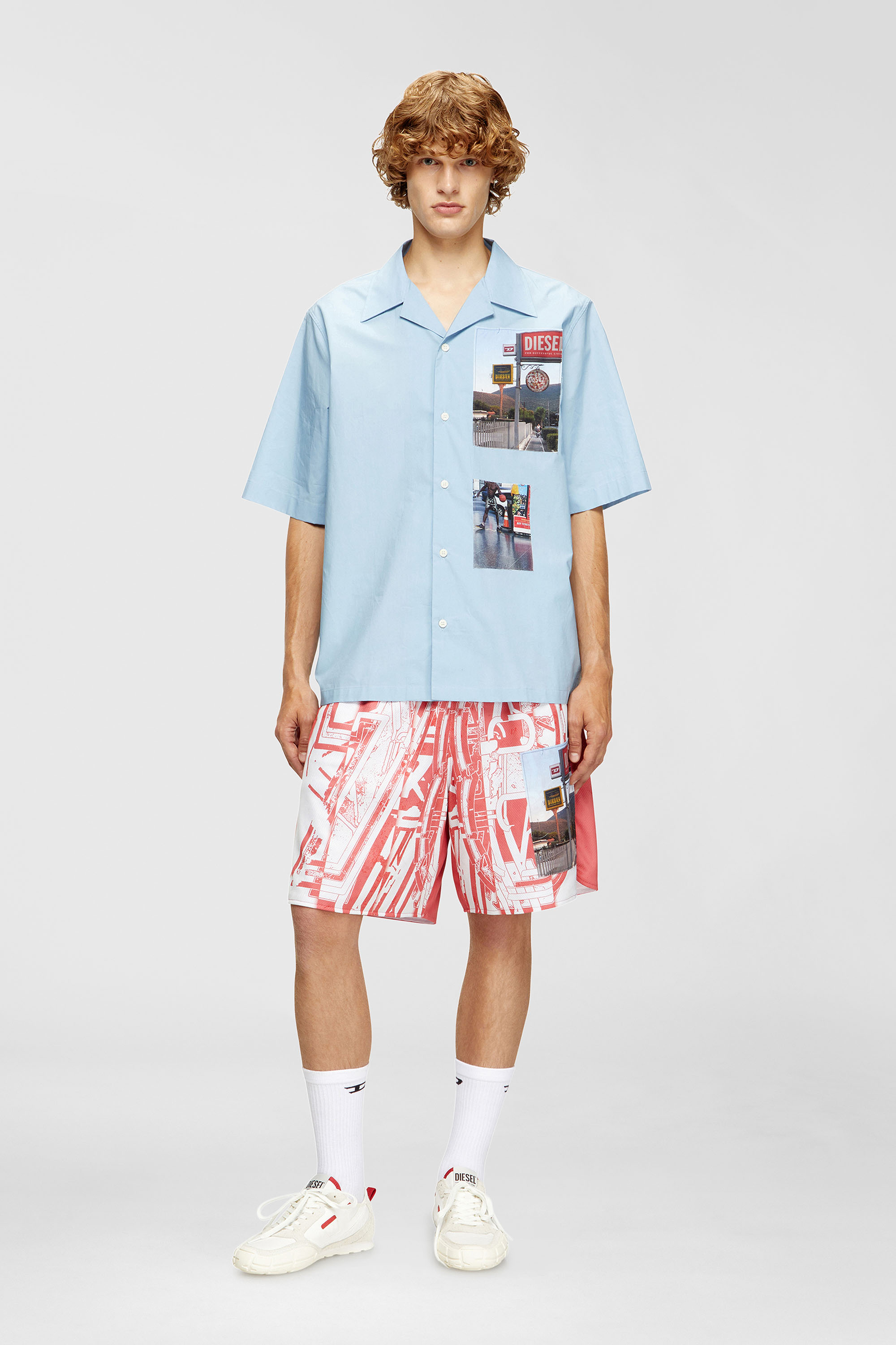 Diesel - S-PAGODHA LOW, Man's S-Pagodha-Sneakers in leather, suede and ripstop in White/Red - 7