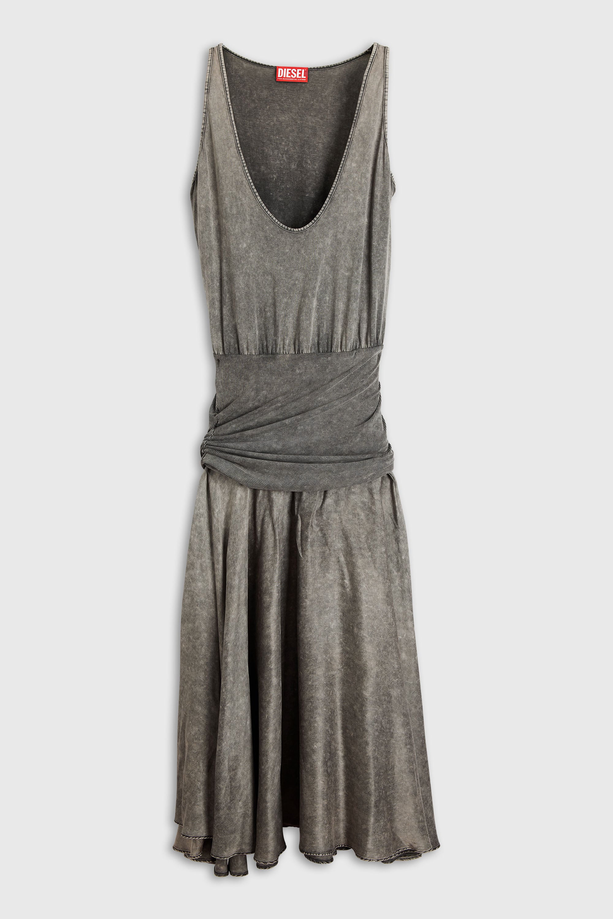 Diesel - D-SYA, Woman's Midi dress with twisted waist section in Dark grey - 2