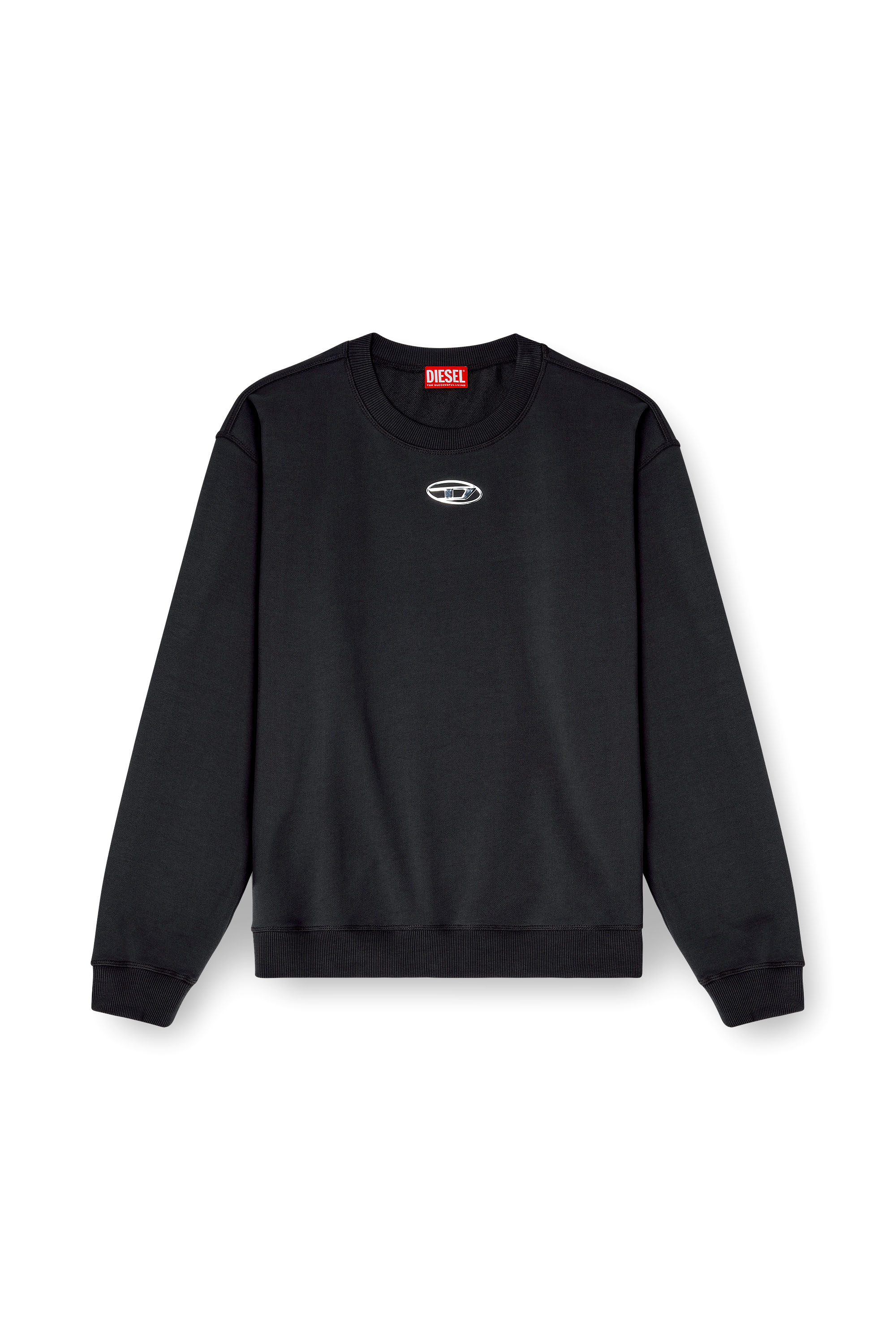 Diesel - S-NORM-IOD, Man's Regular sweatshirt with metallic Oval D in Black - 2