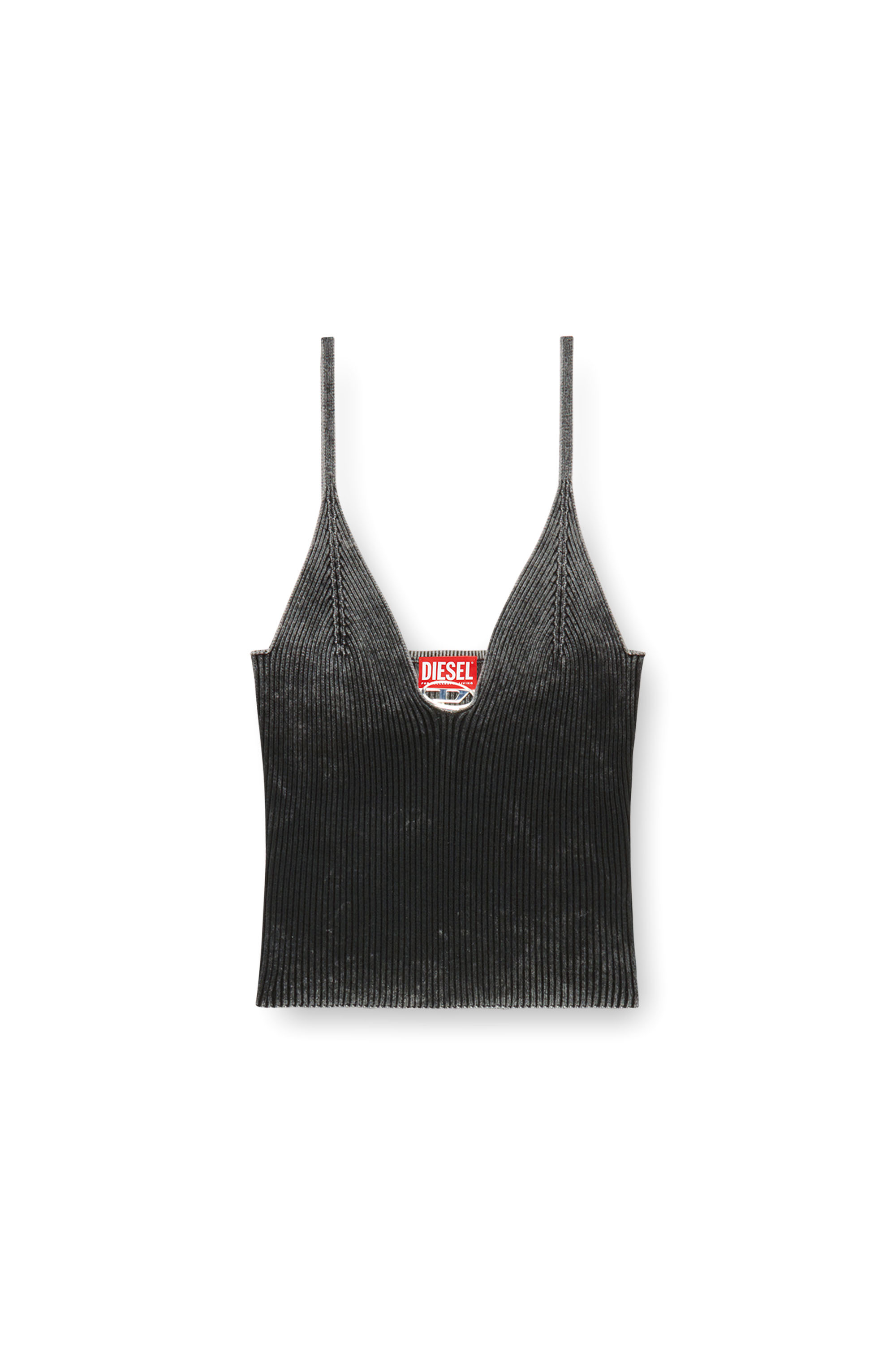 Diesel - M-LAILA, Woman Camisole in faded ribbed knit in Black - Image 5
