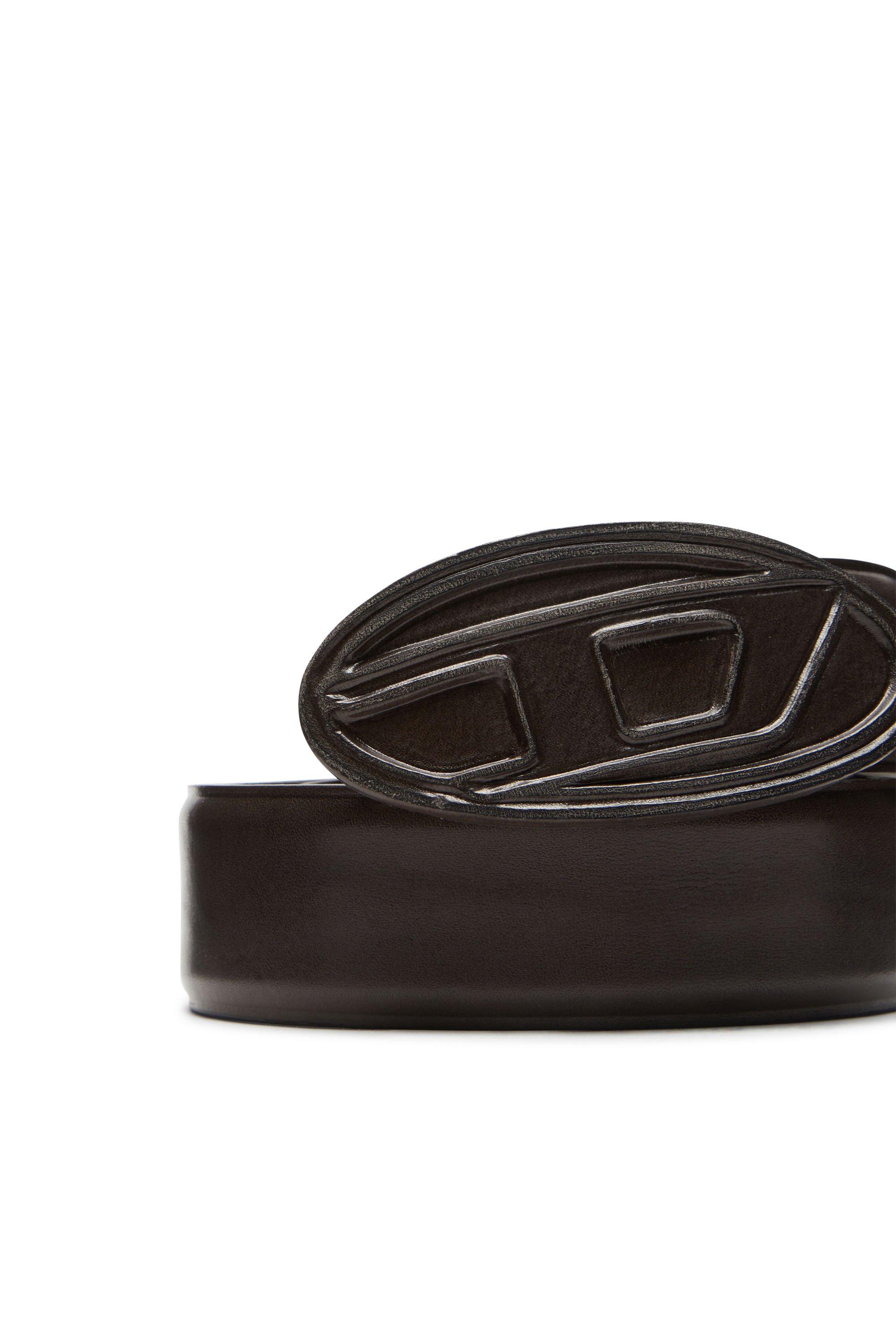 Diesel - B-1DR SCRATCH, Man Leather belt with leather-covered buckle in Brown - Image 3