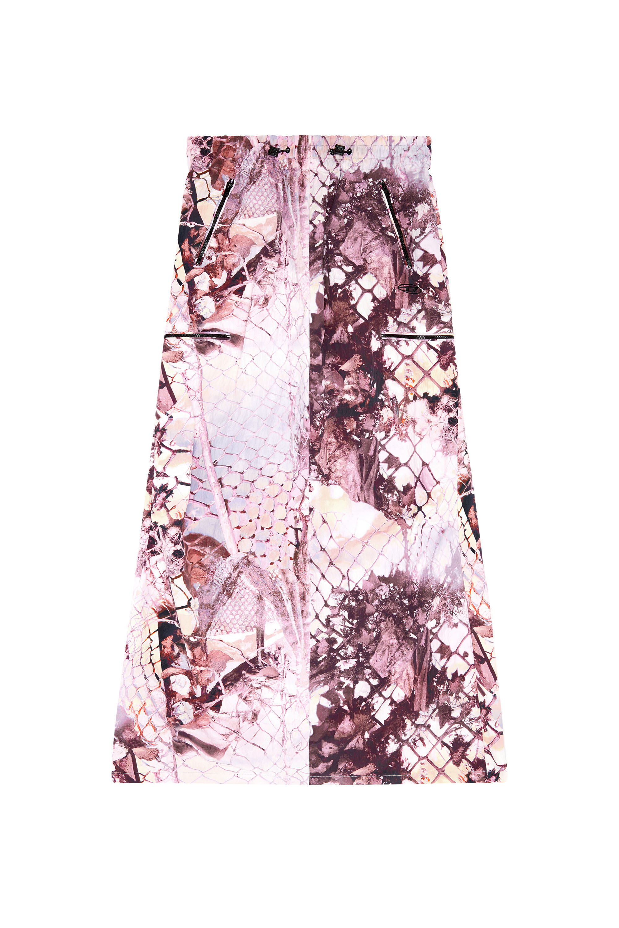 Diesel - O-DIAMY-N1, Woman Long skirt in printed crinkled nylon in Violet - Image 3