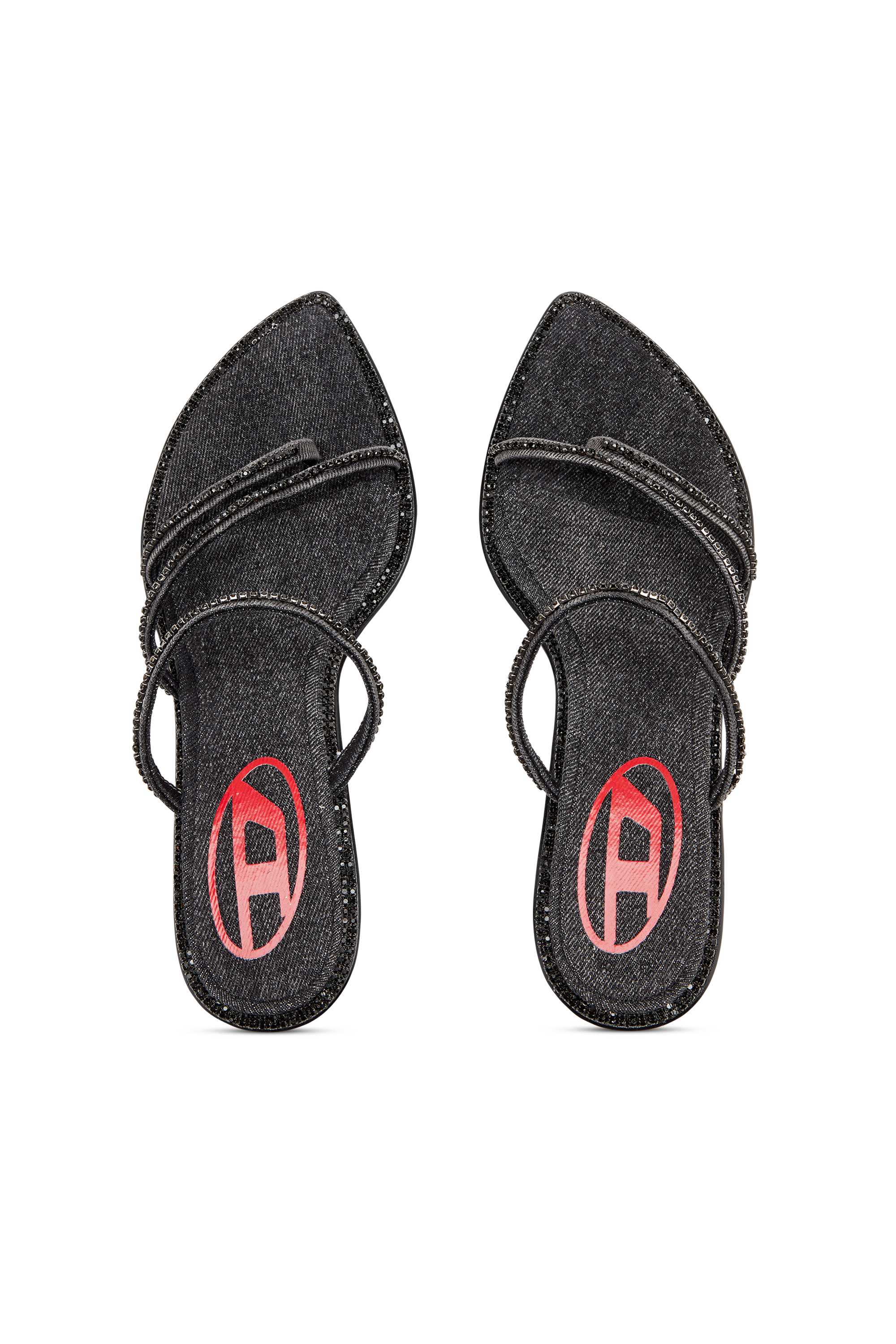 Diesel - D-HAVANNA KITTIE, Woman's D-Havanna-Kitten-heel mules in crystal denim in Black - 5