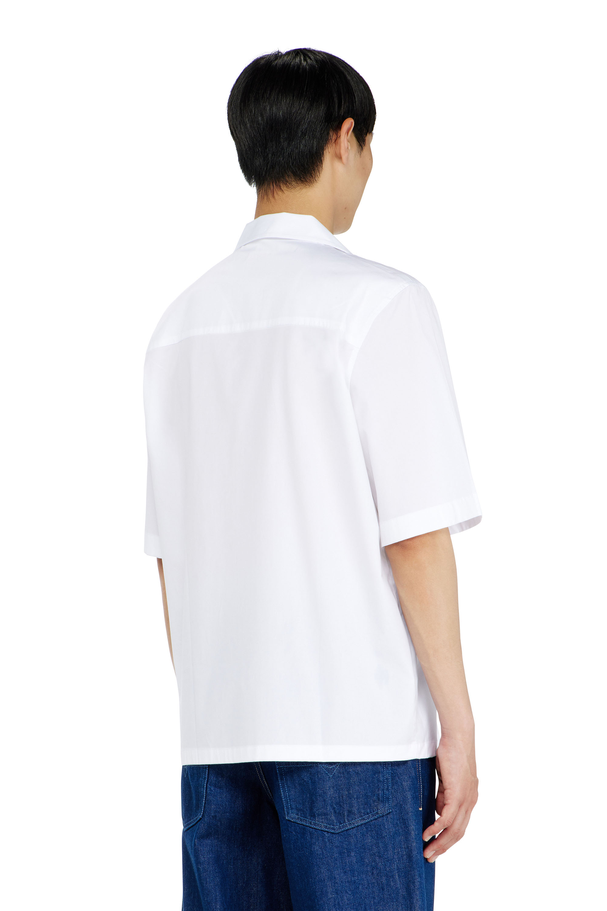 Diesel - S-MAC-GSBH, Man's Stretch poplin shirt with Oval D embroidery in White - 4