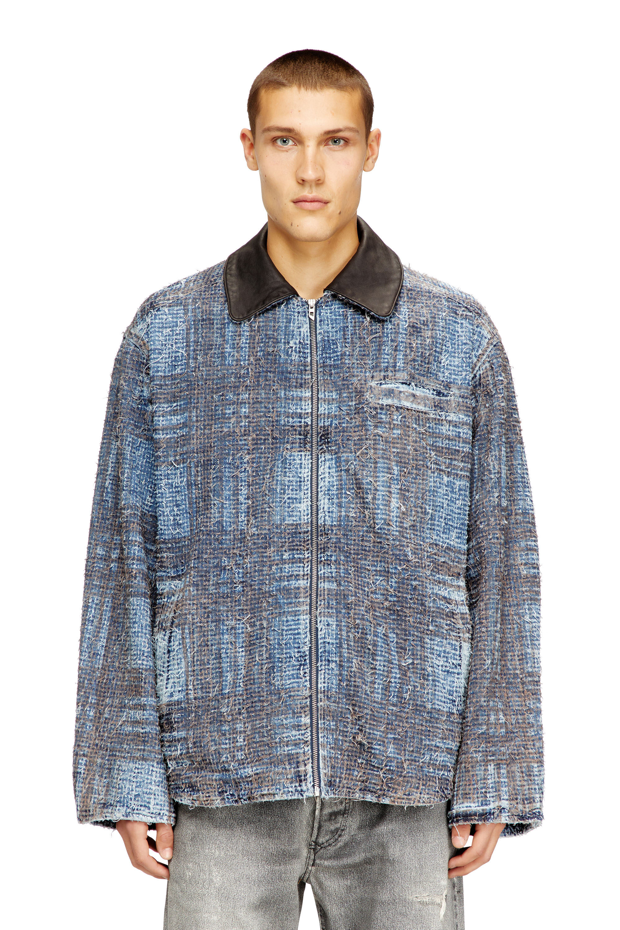 Diesel - D-IVAR-S1, Man's Jacket in graphic bouclé denim in null - 2