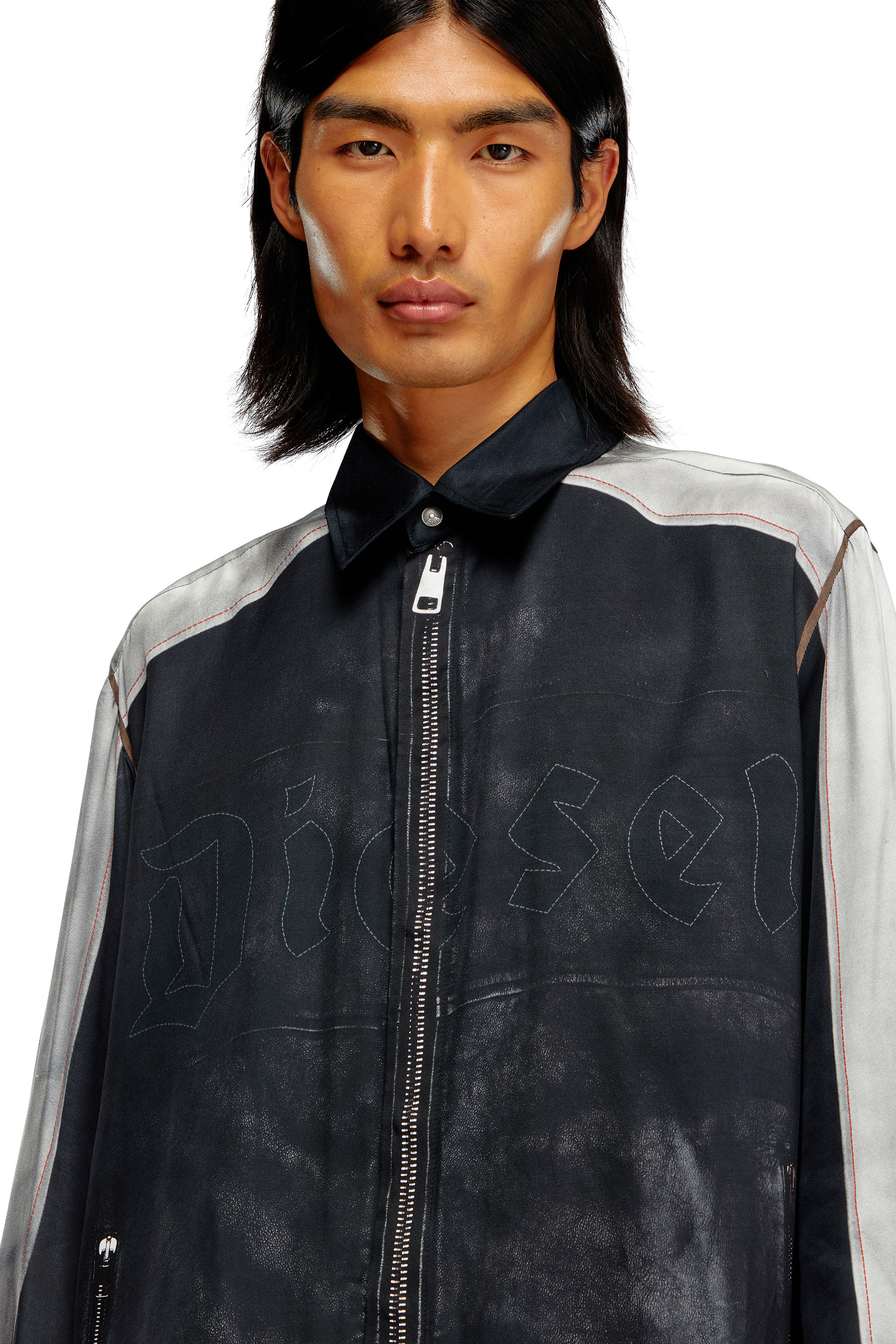 Diesel - S-AFTER, Man Shirt with trompe l'oeil print in Multicolor - Image 5