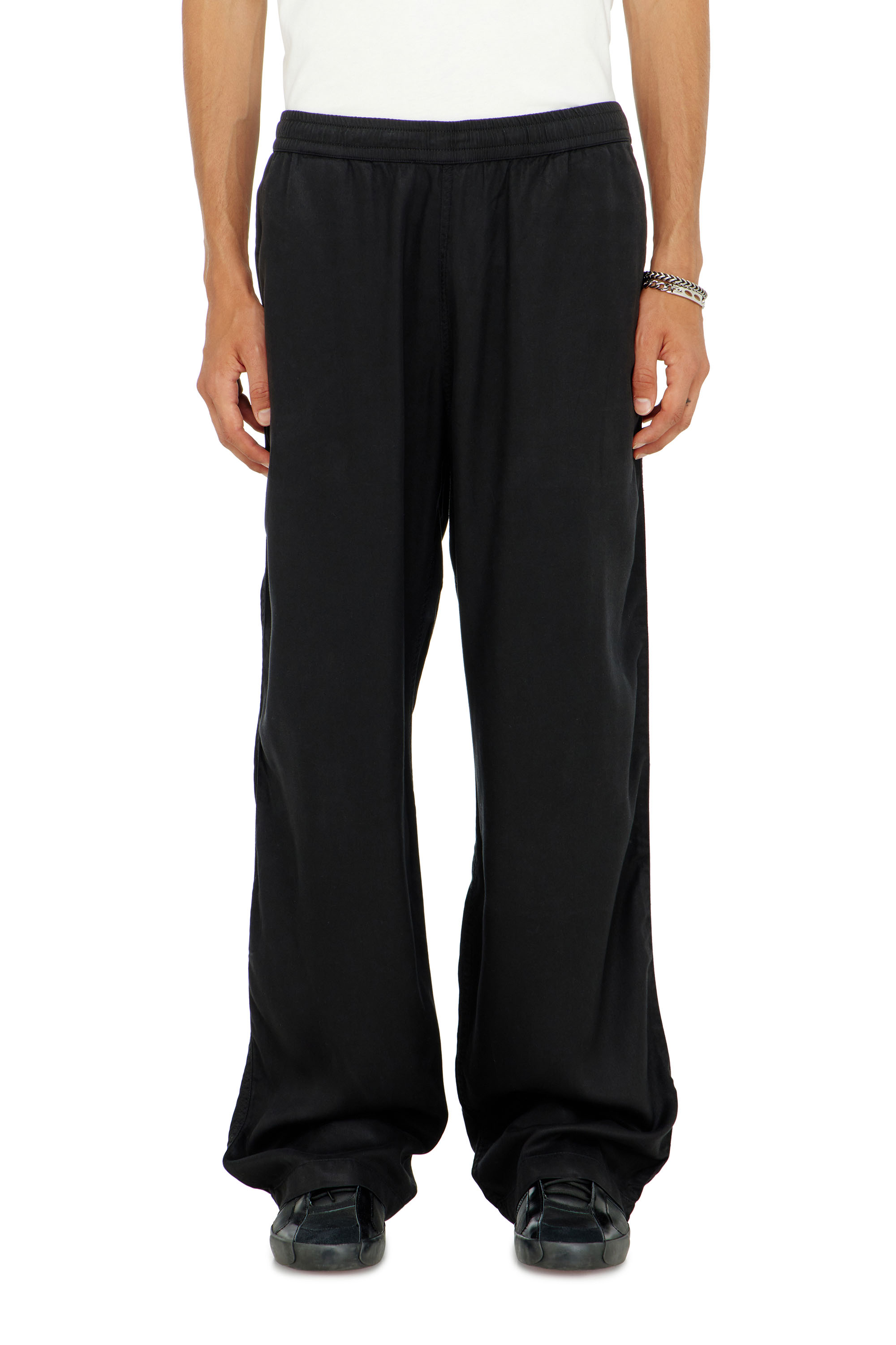 Diesel - P-DREYER-C, Man's Drawstring pants in faded twill in Black - 3