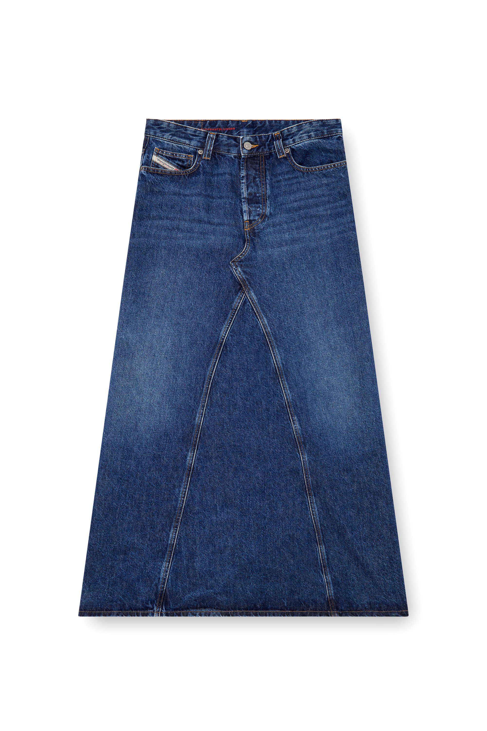 Diesel - DE-PAGO, Woman's Long skirt in denim in Dark Blue - 2