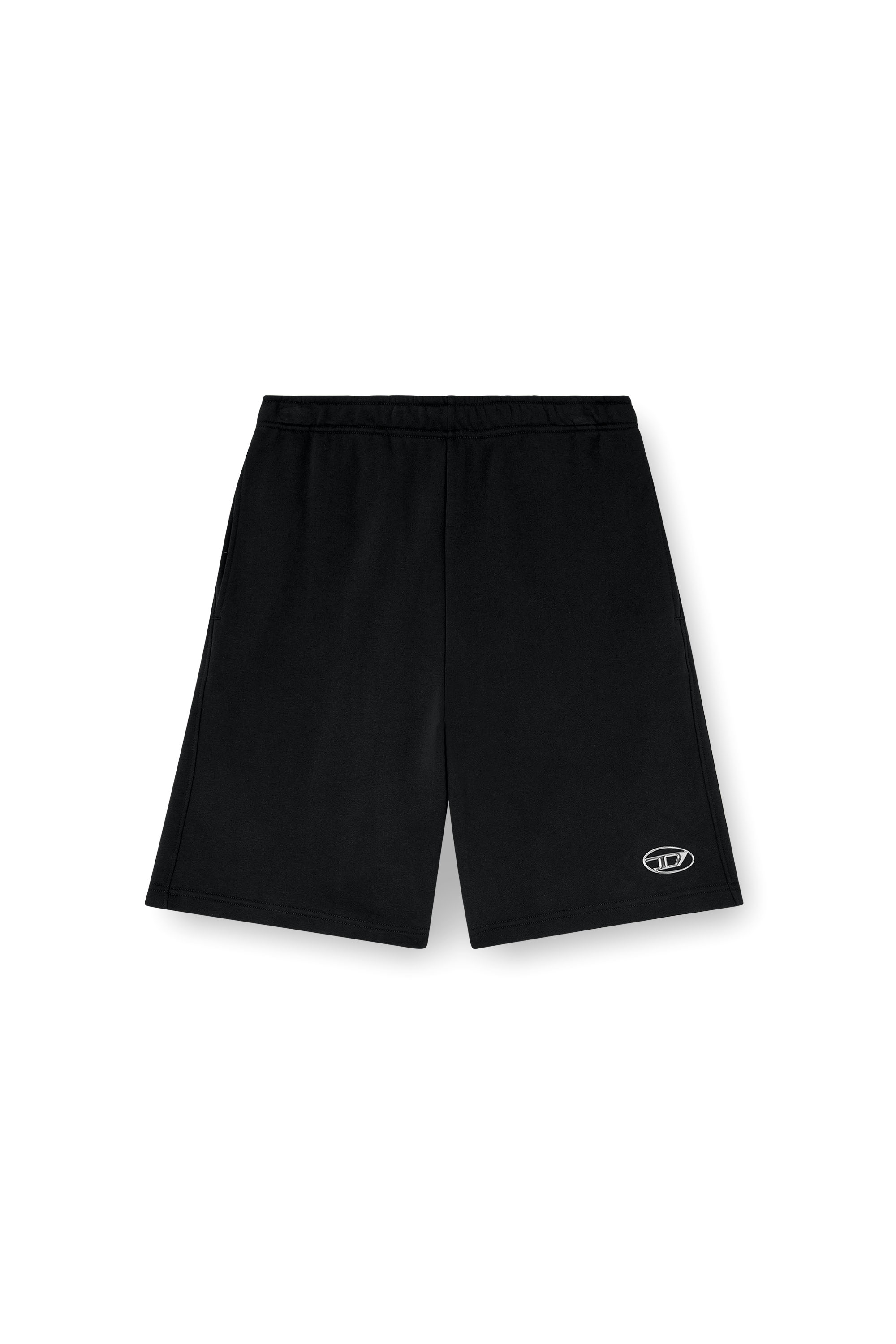 Diesel - P-MARSHY-OD, Man's Sweat shorts with silver Oval D in Black - 3