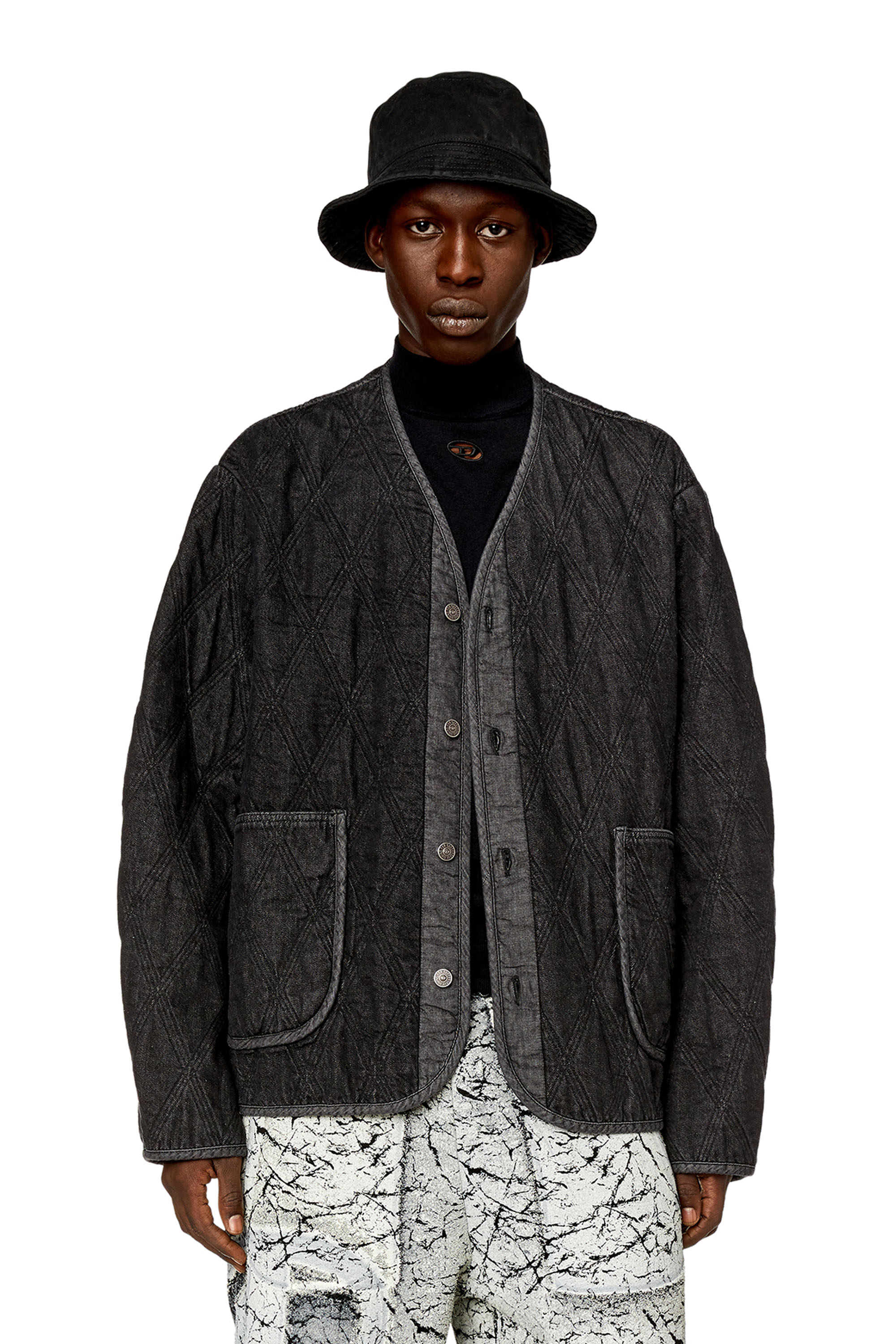 Diesel - D-BOY-S, Man Jacket in tailored denim in Black - Image 1