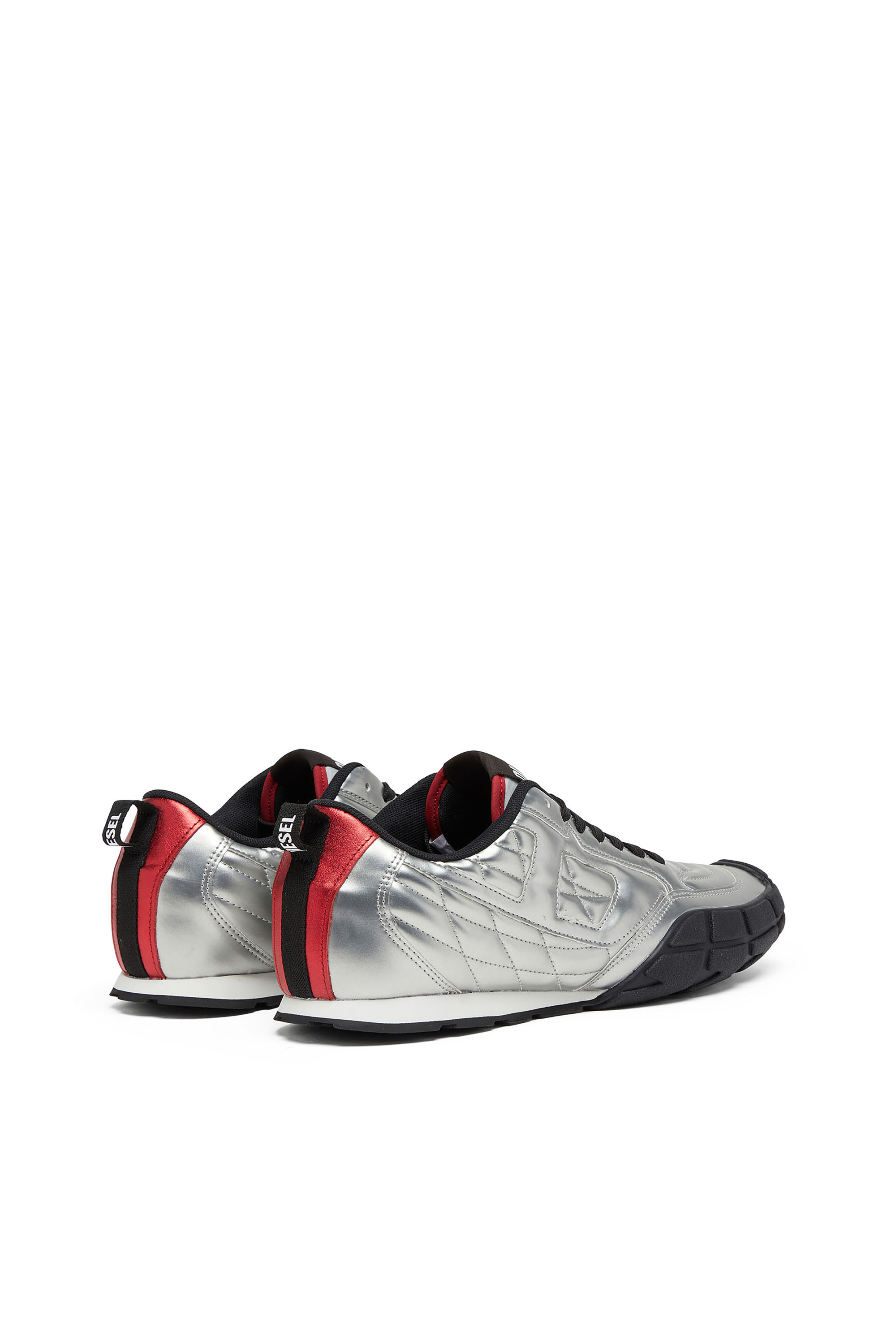 Diesel - S-PAGODHA LOW, Man's S-Pagodha-Quilted metallic sneakers in Silver/Black - 4