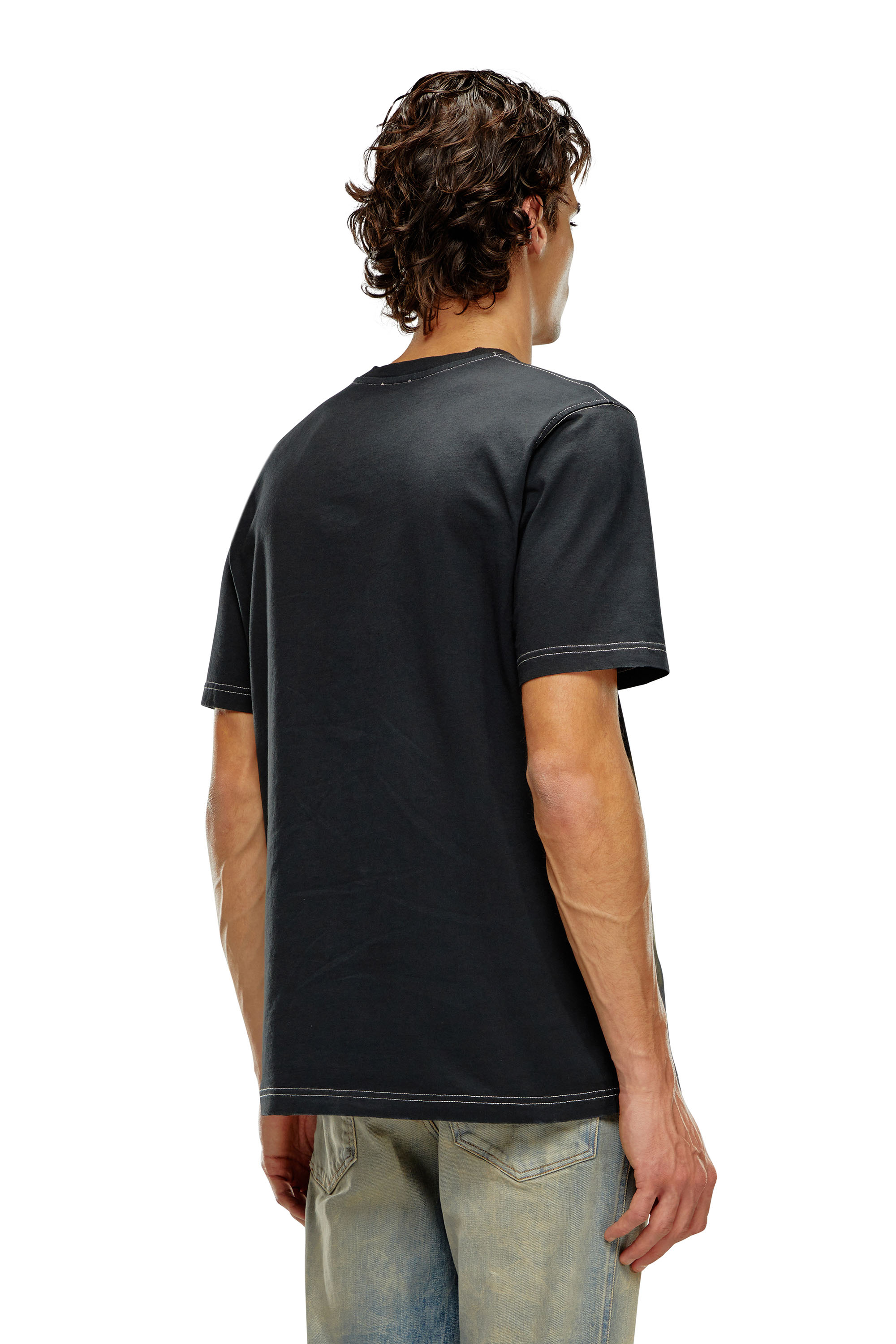 Diesel - T-JUST-N13, Man T-shirt with smudged print in Black - Image 4