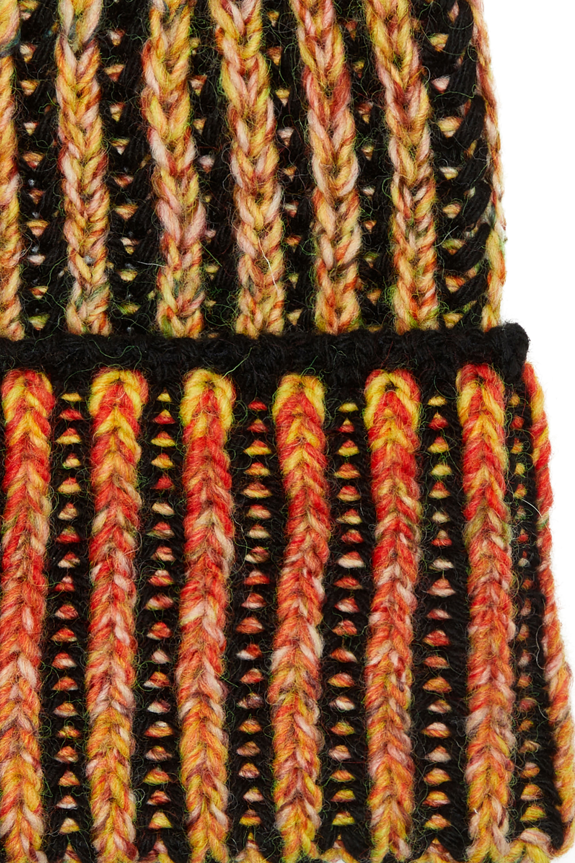 Diesel - K-BIRBY, Unisex's Ribbed beanie with dégradé neon stripes in Yellow/Orange - 3