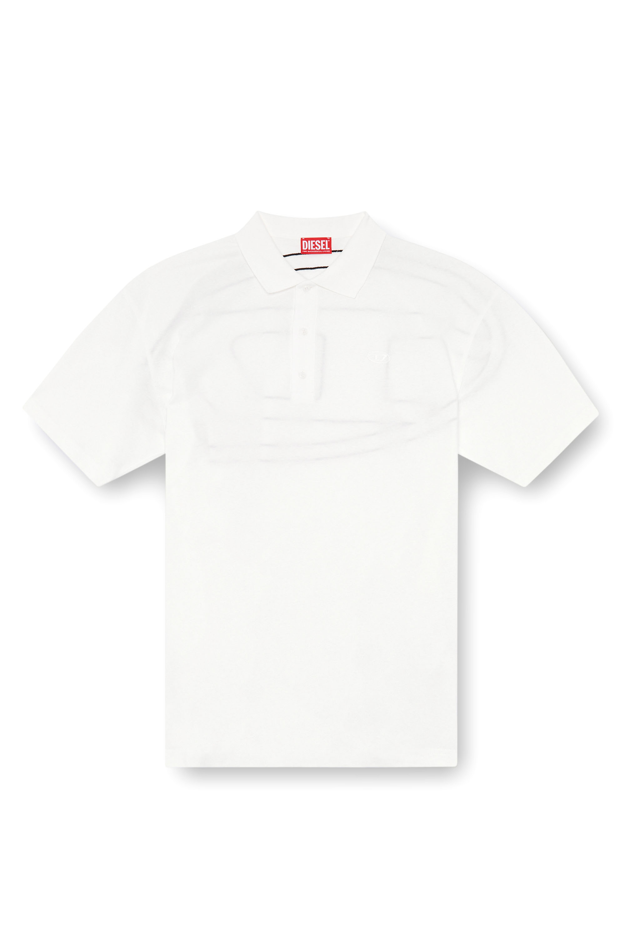 Diesel - T-VORT-MEGOVAL-D, Man's Polo shirt with maxi oval D embroidery in White/Black - 3