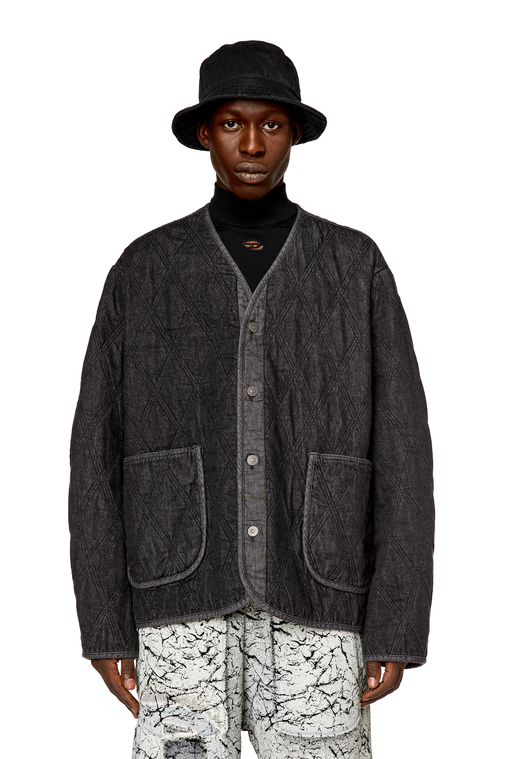 Diesel - D-BOY-S, Man Jacket in tailored denim in Black - Image 6