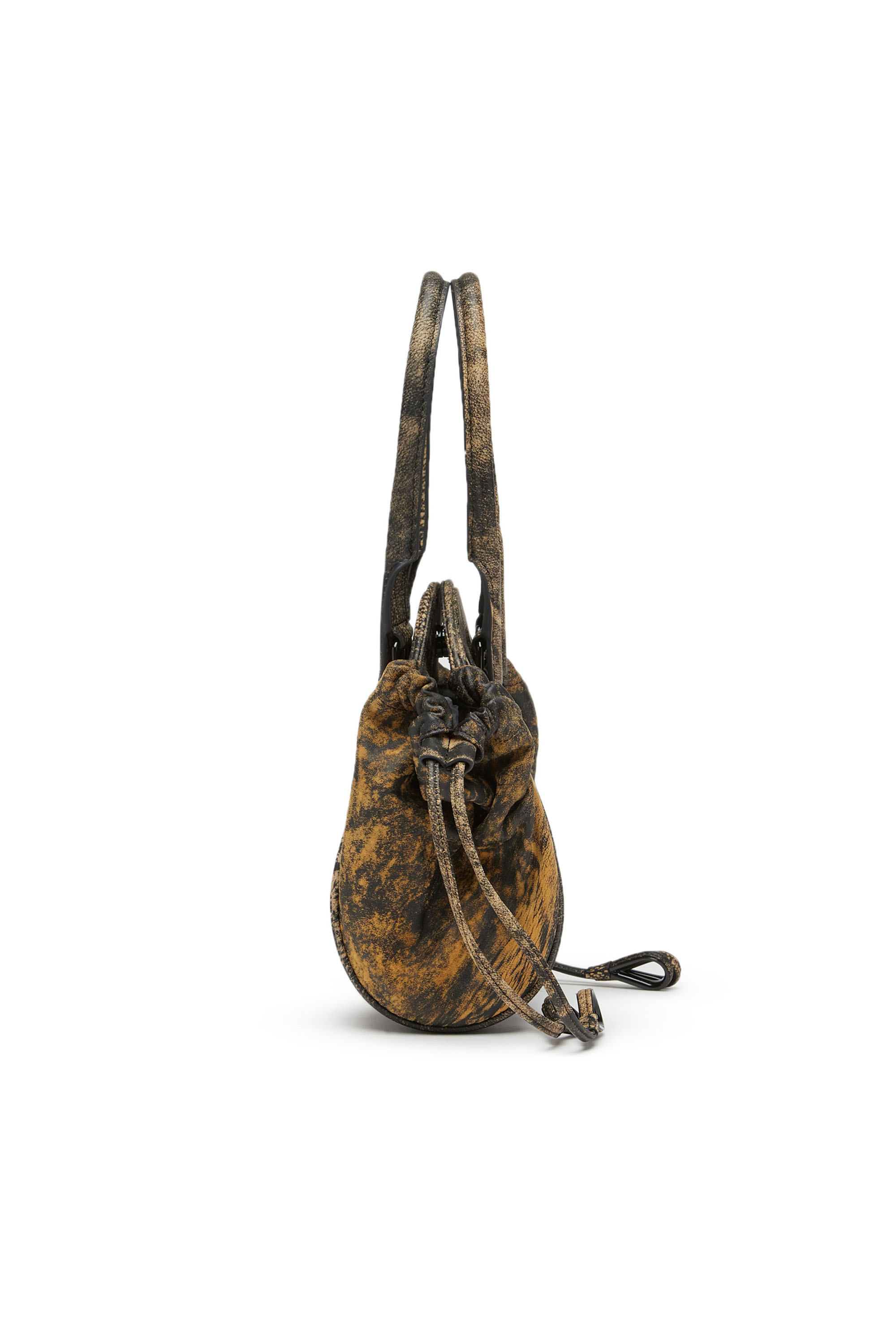 Diesel - 1DR-FOLD XS, Woman 1DR-Fold XS - Oval logo handbag in marbled leather in Brown - Image 3