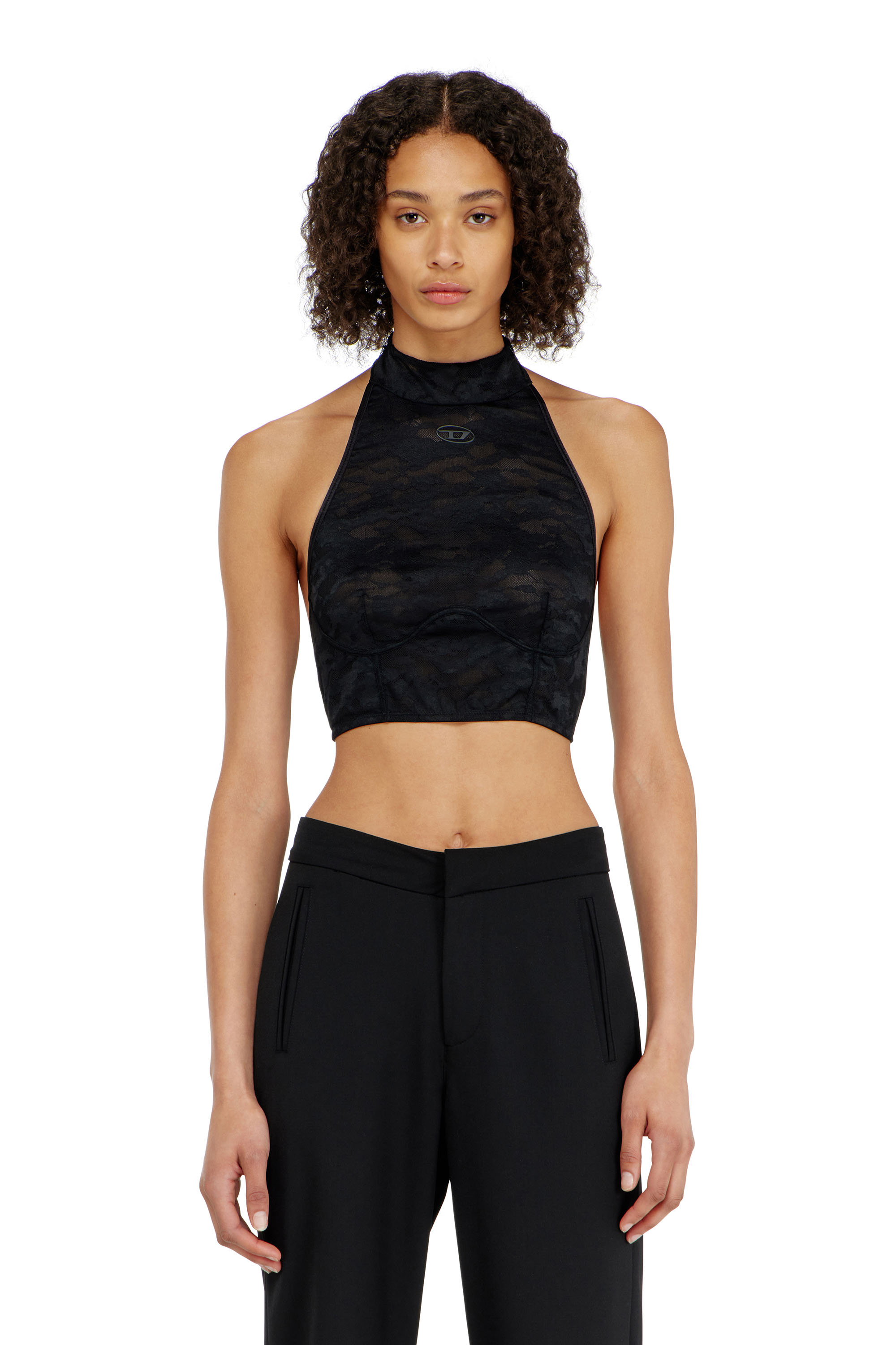 Diesel - MARCIA-UTLT, Woman's Lace bralette with halter neck in Black - 2
